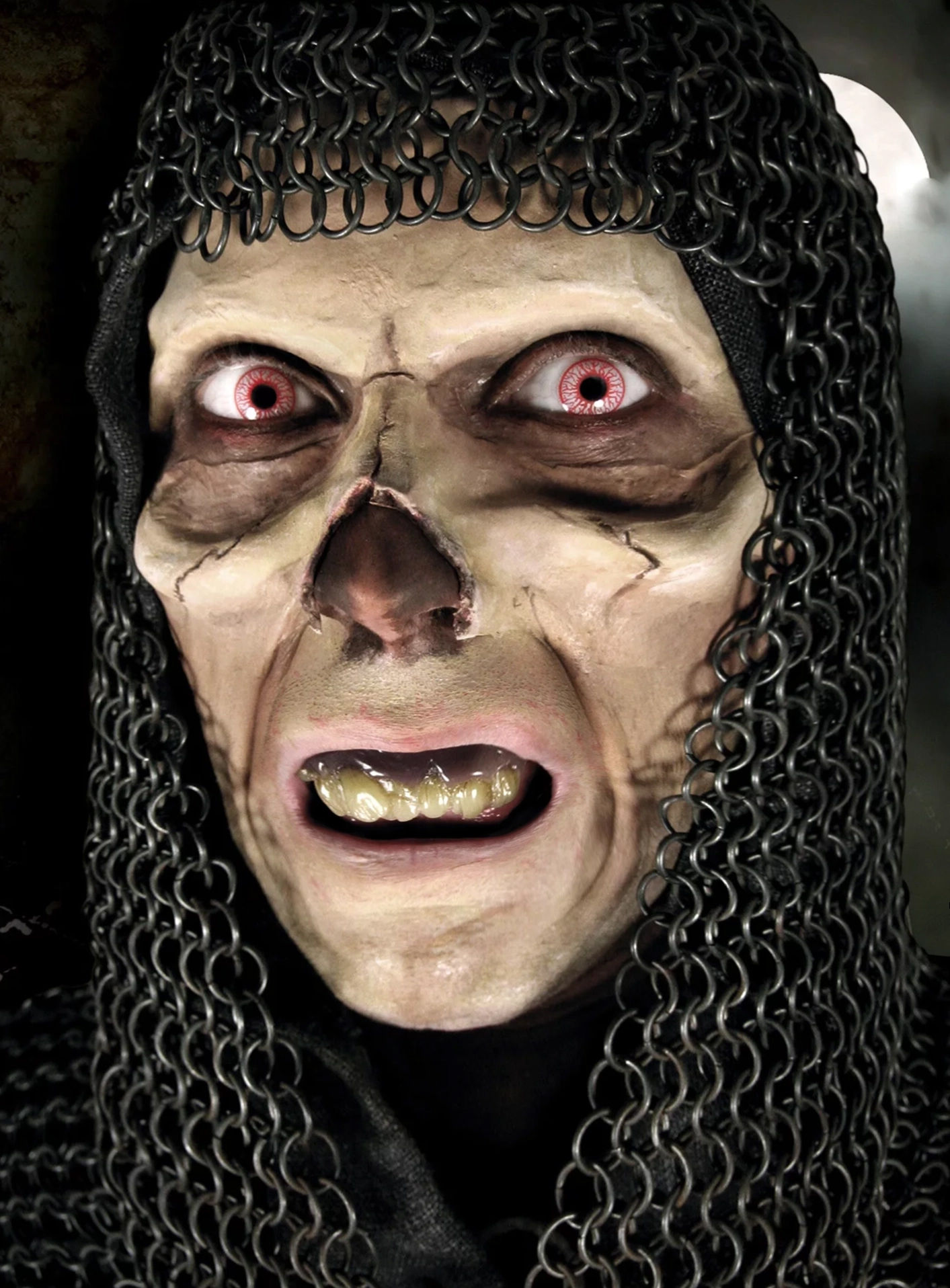 Skelett Halbmaske aus Latex mit Mastix