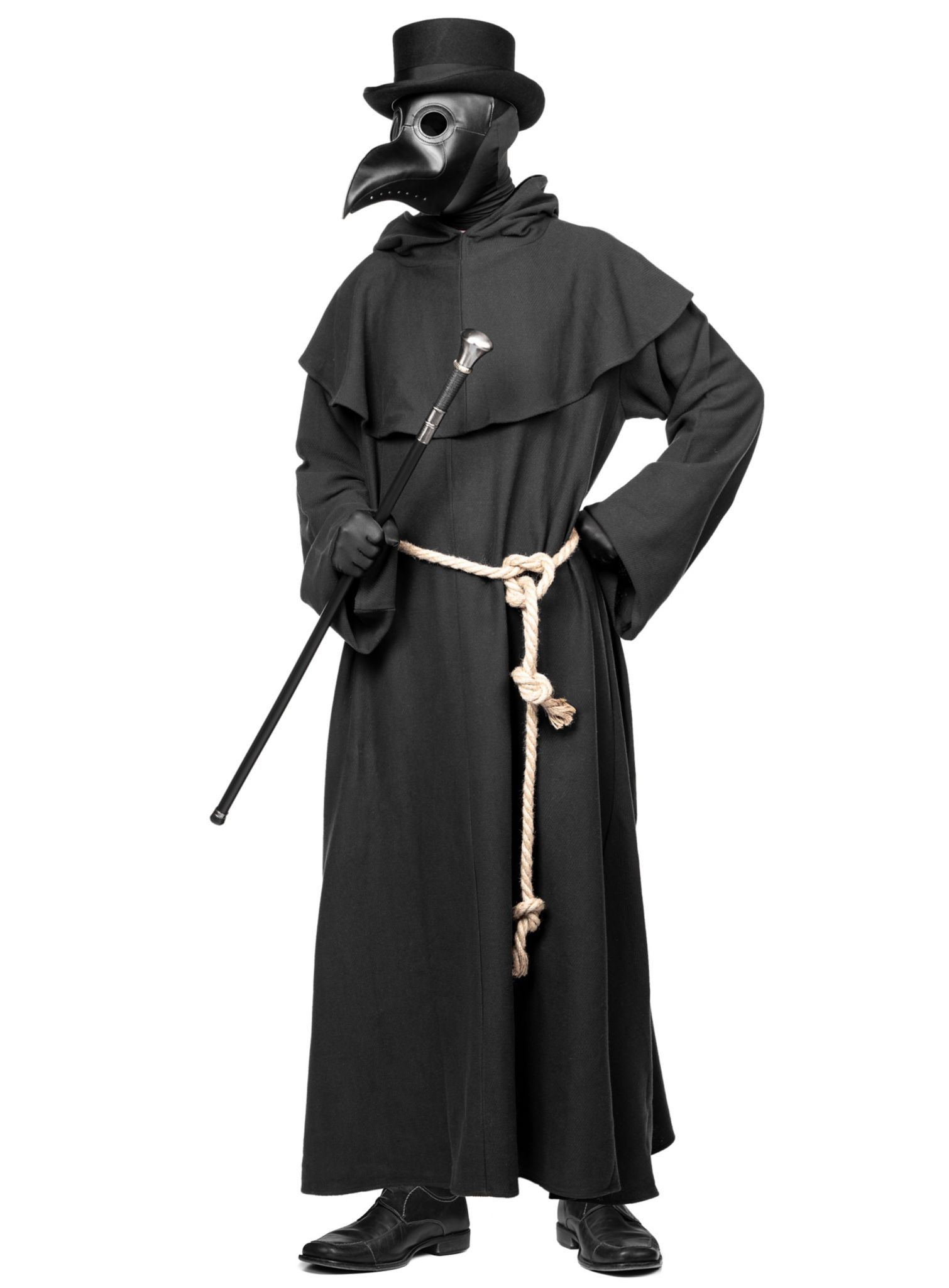 Schwarze Pestdoktor Maske aus Kunstleder