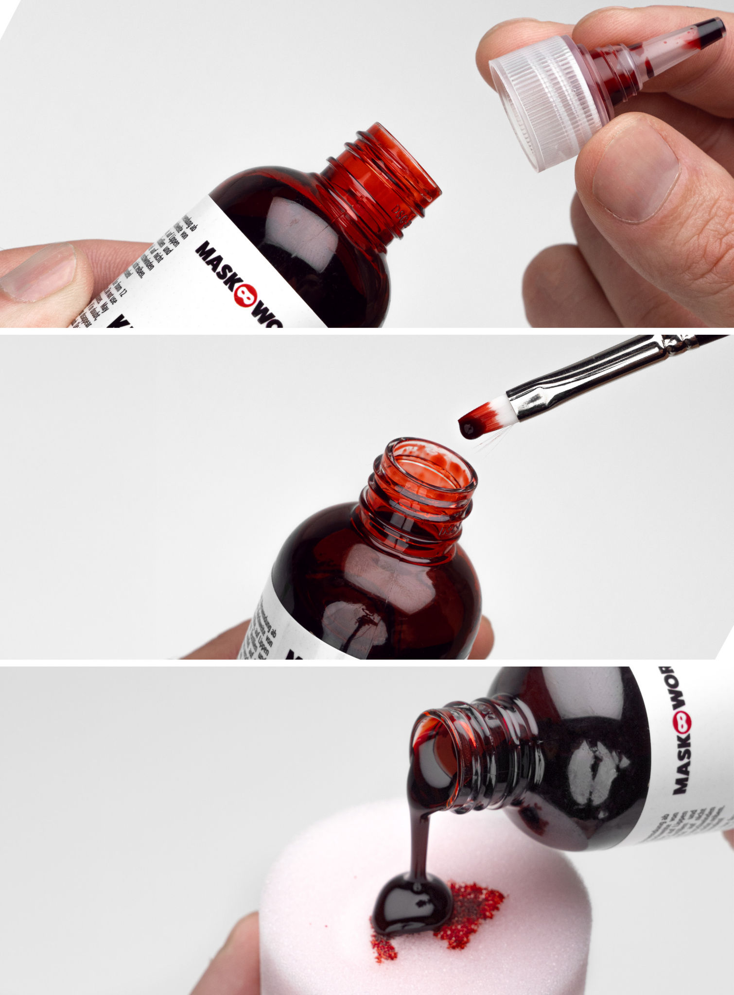 Kunstblut Flasche mit Dosierspitze 50 ml / 100 ml