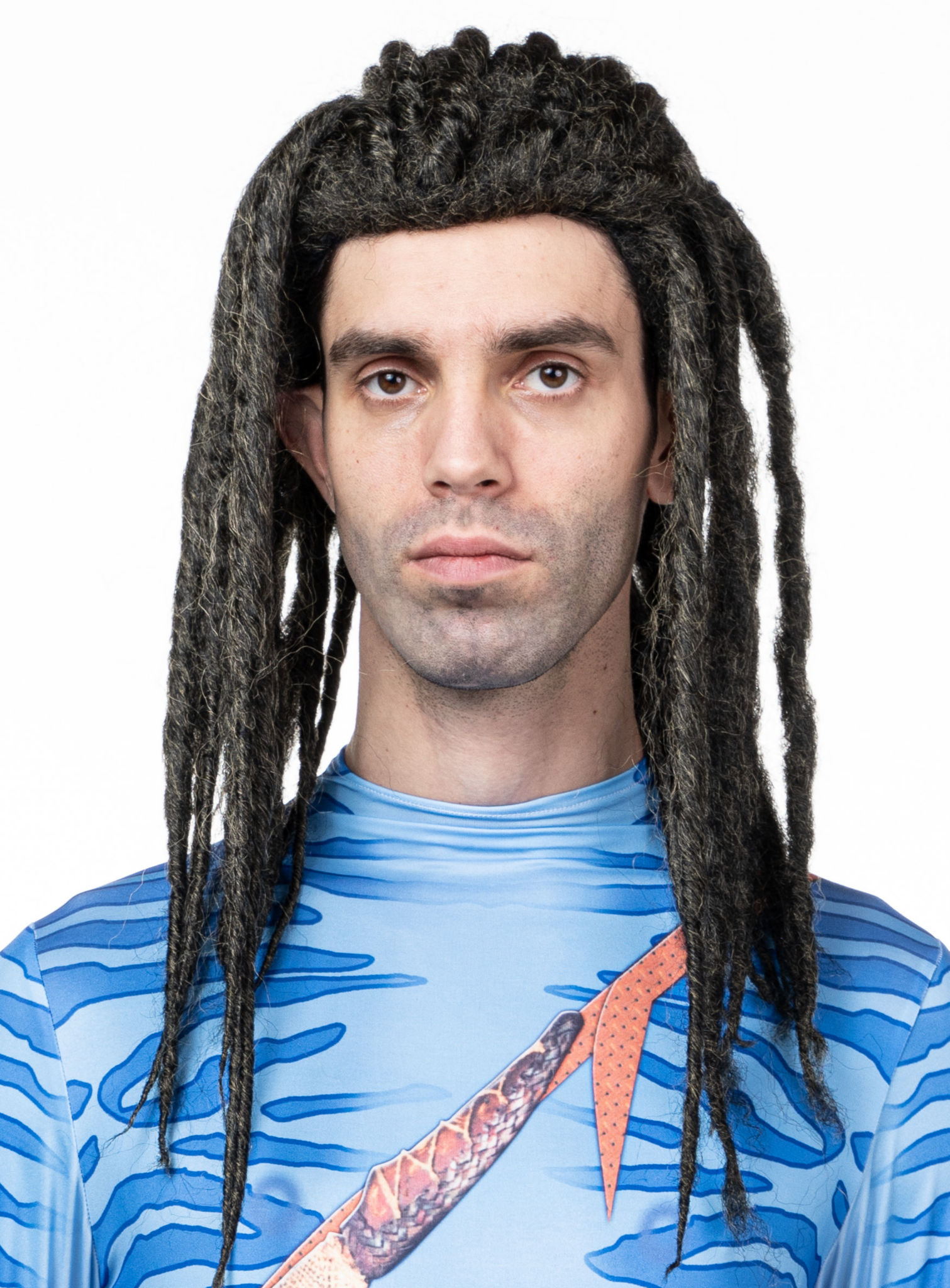 Blauwe stammenkrijer dreadlocks pruik