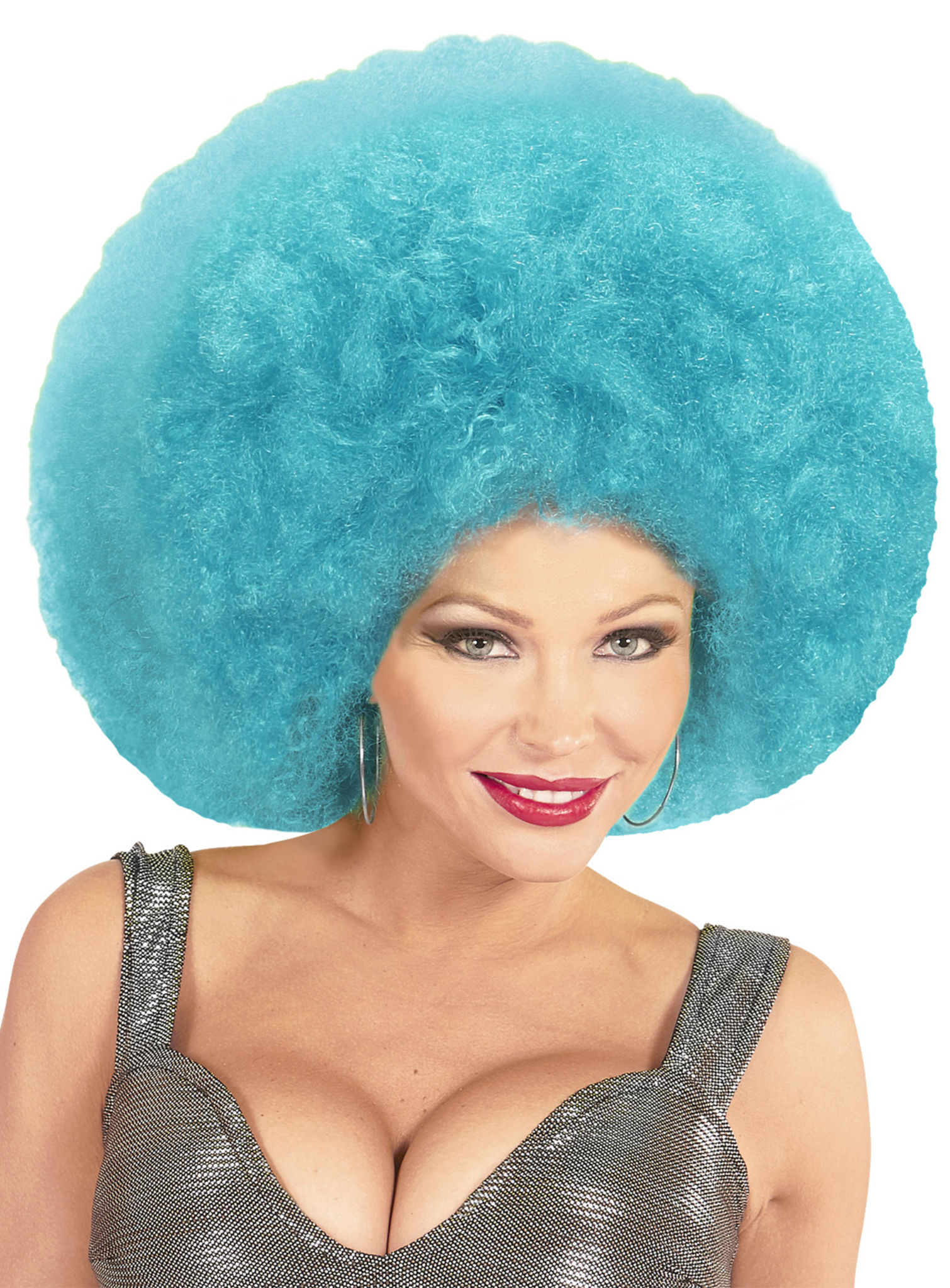 Afro XXL Pruik Lichtblauw