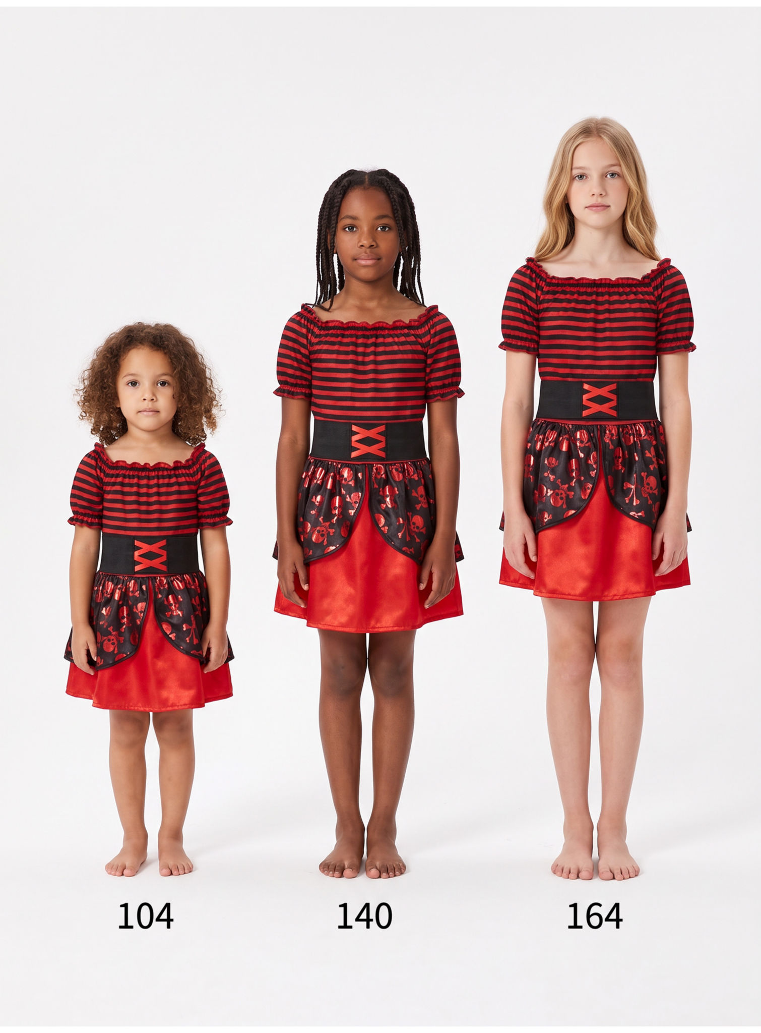 Piratenkleid schwarz-rot für Mädchen