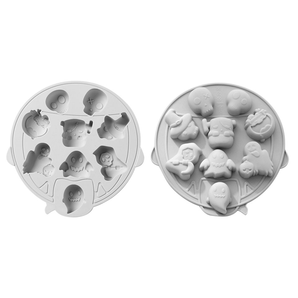 Halloween Geister Silikonform für Eiswürfel und zum Backen 9-fach