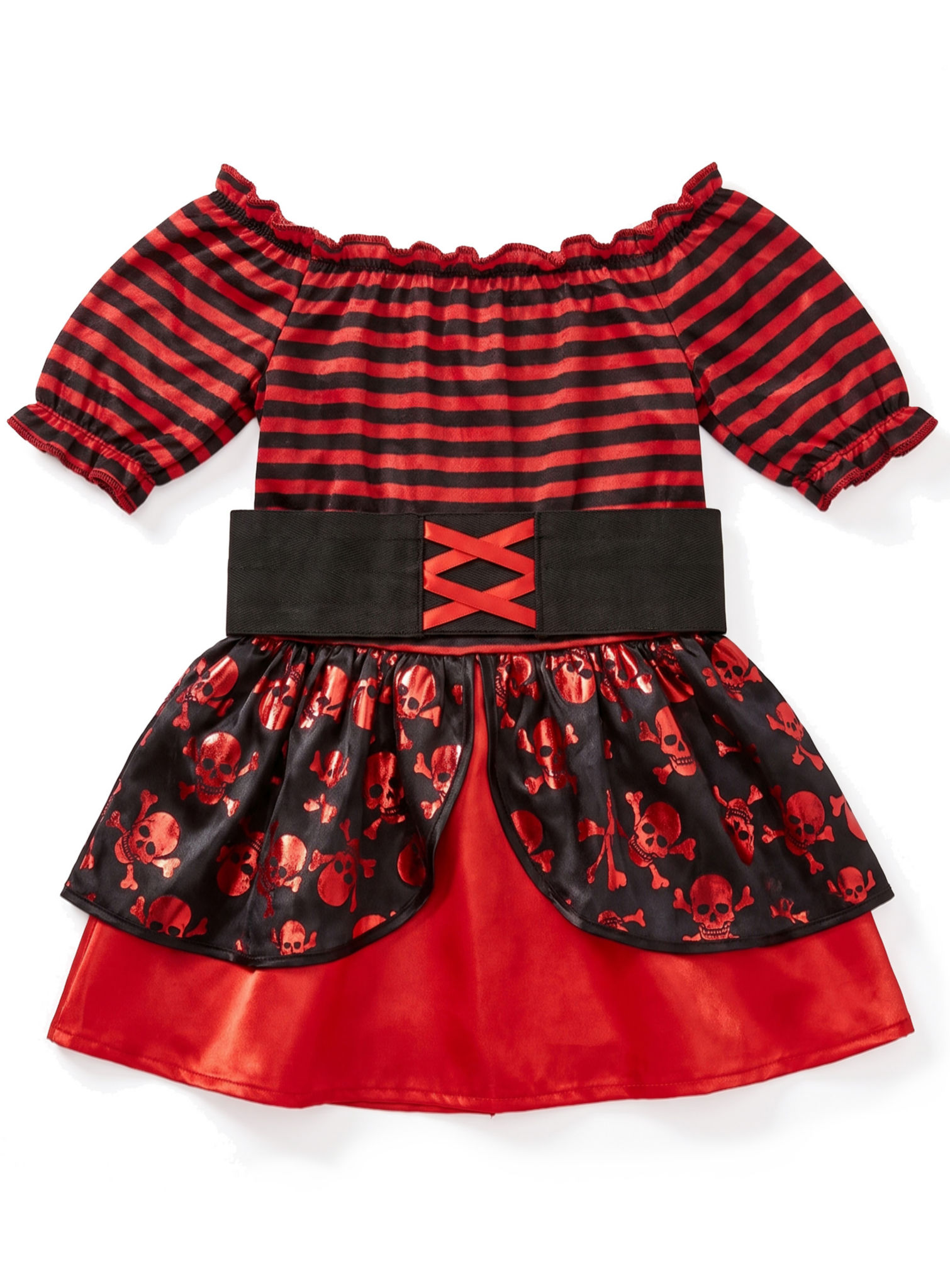 Piratenkleid schwarz-rot für Mädchen