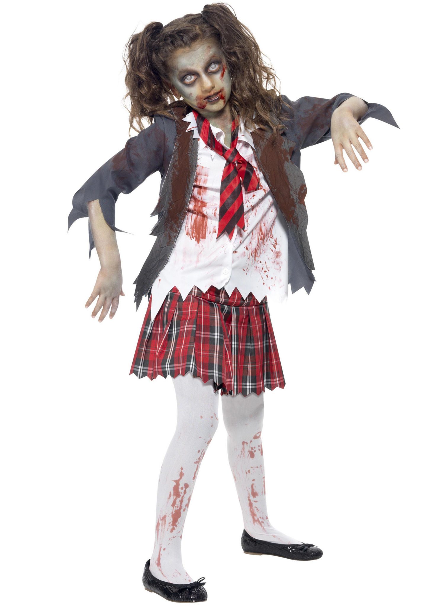 Zombie Schulmädchen Kinderkostüm