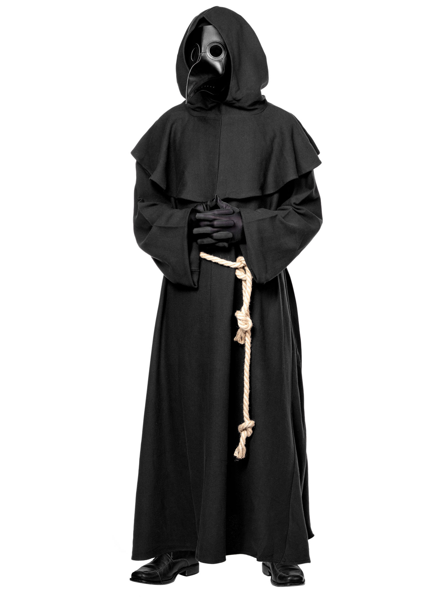 Schwarze Pestdoktor Maske aus Kunstleder