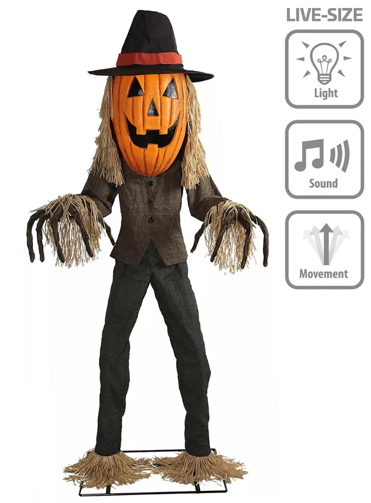 Riesiger Kürbisgeist – Halloweendeko mit Sound und Animation – 182 cm