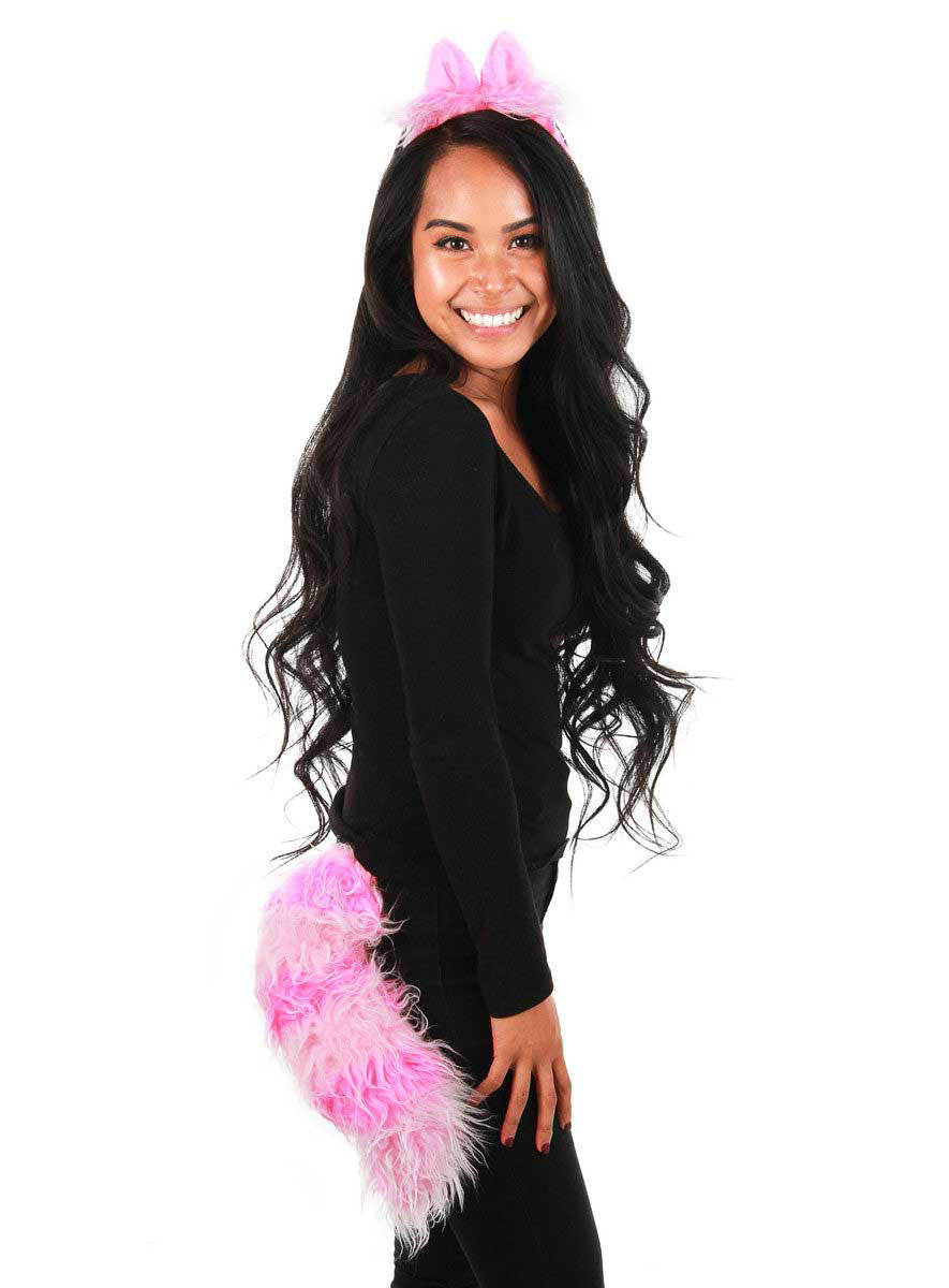 Grijnzende kat accessoire-set roze