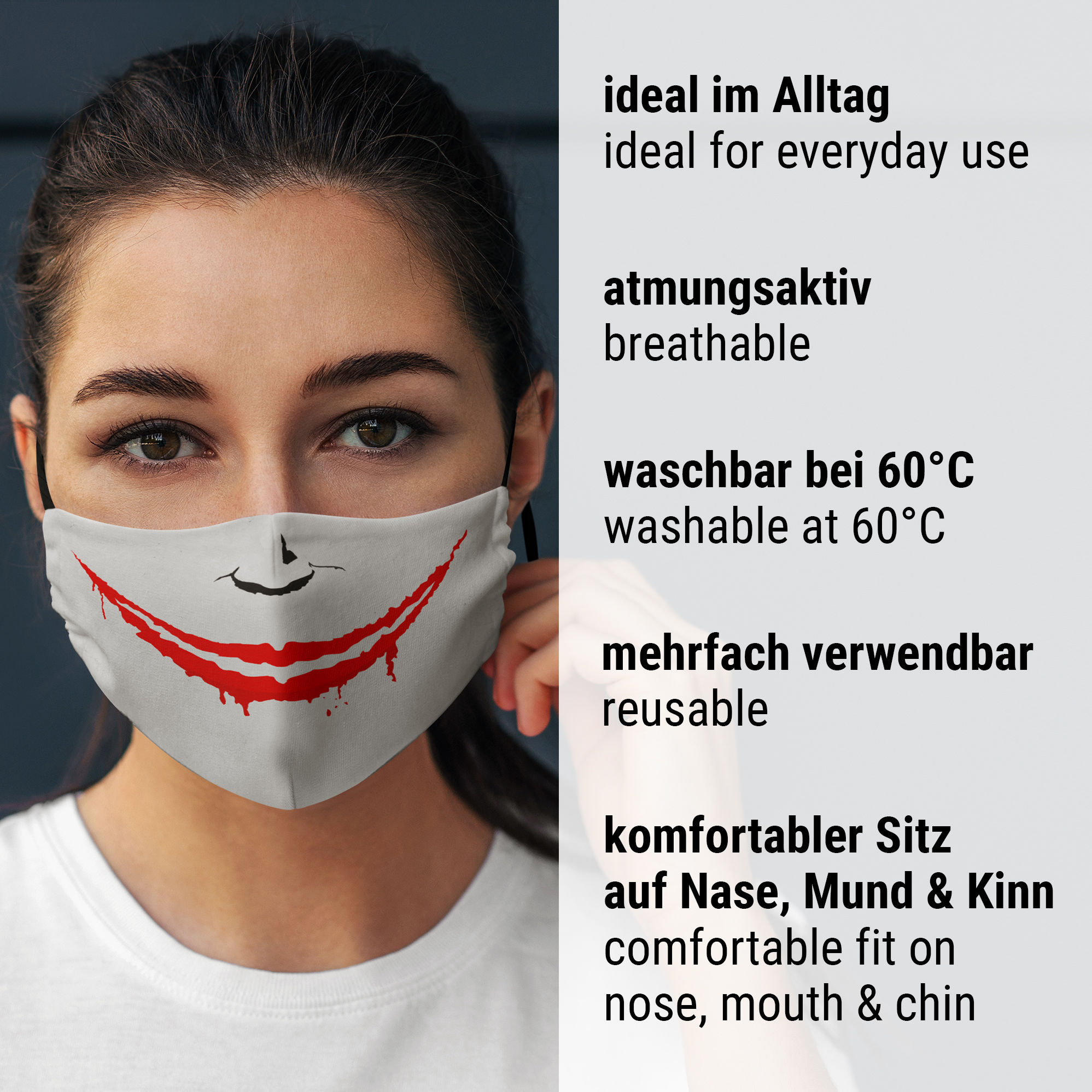 Stoffen masker Horror-Clown Why So Serious?