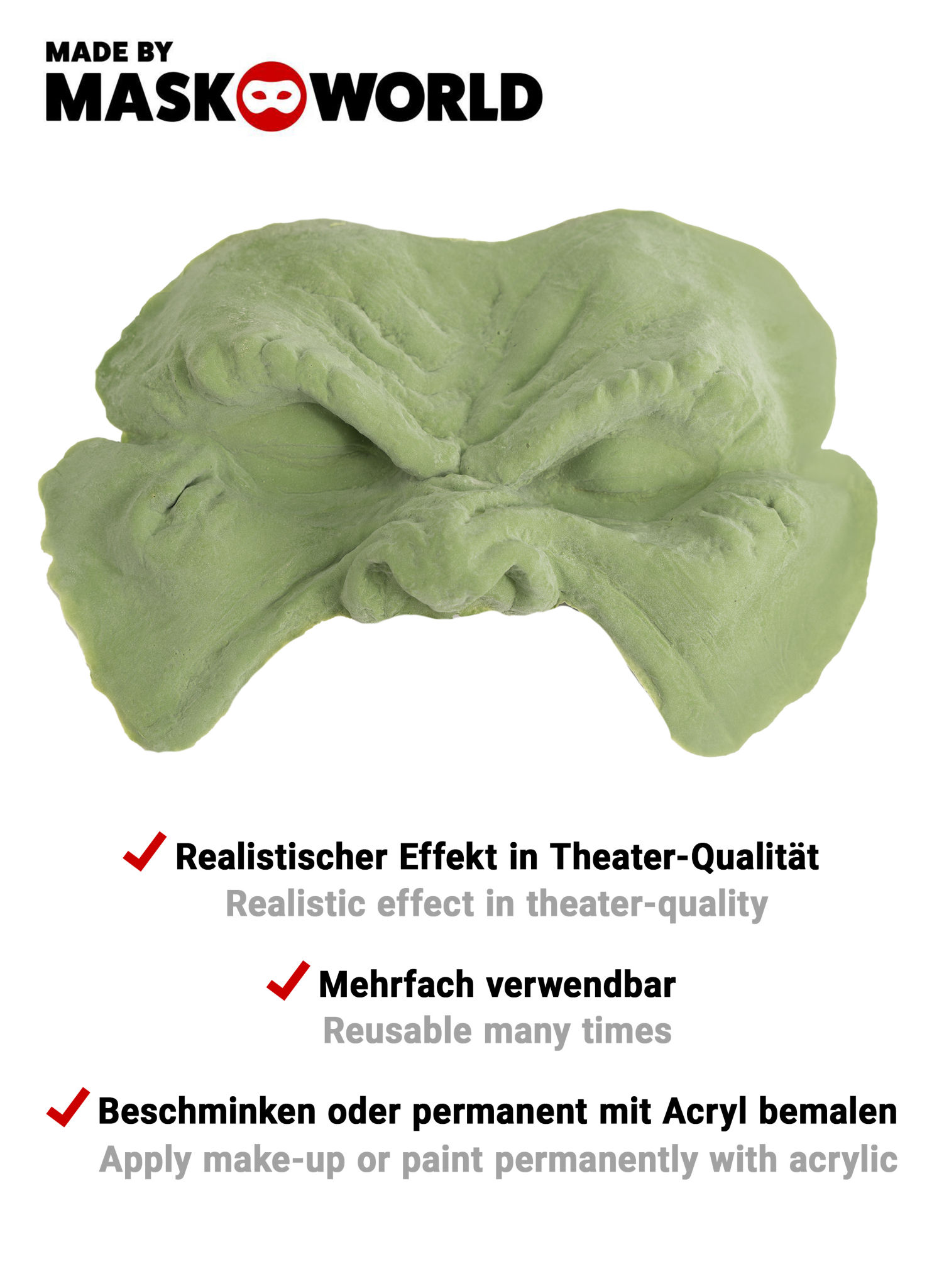 Ork Halbmaske aus Latex mit Mastix