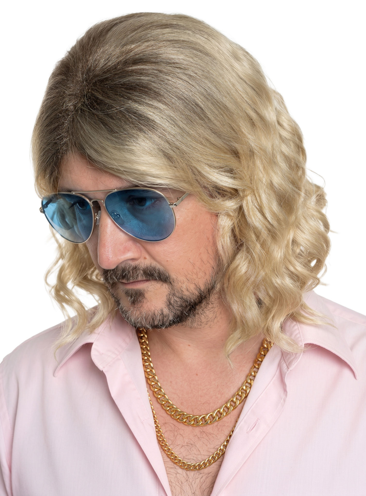 80er Jahre Föhnwellen Perücke blond-braun