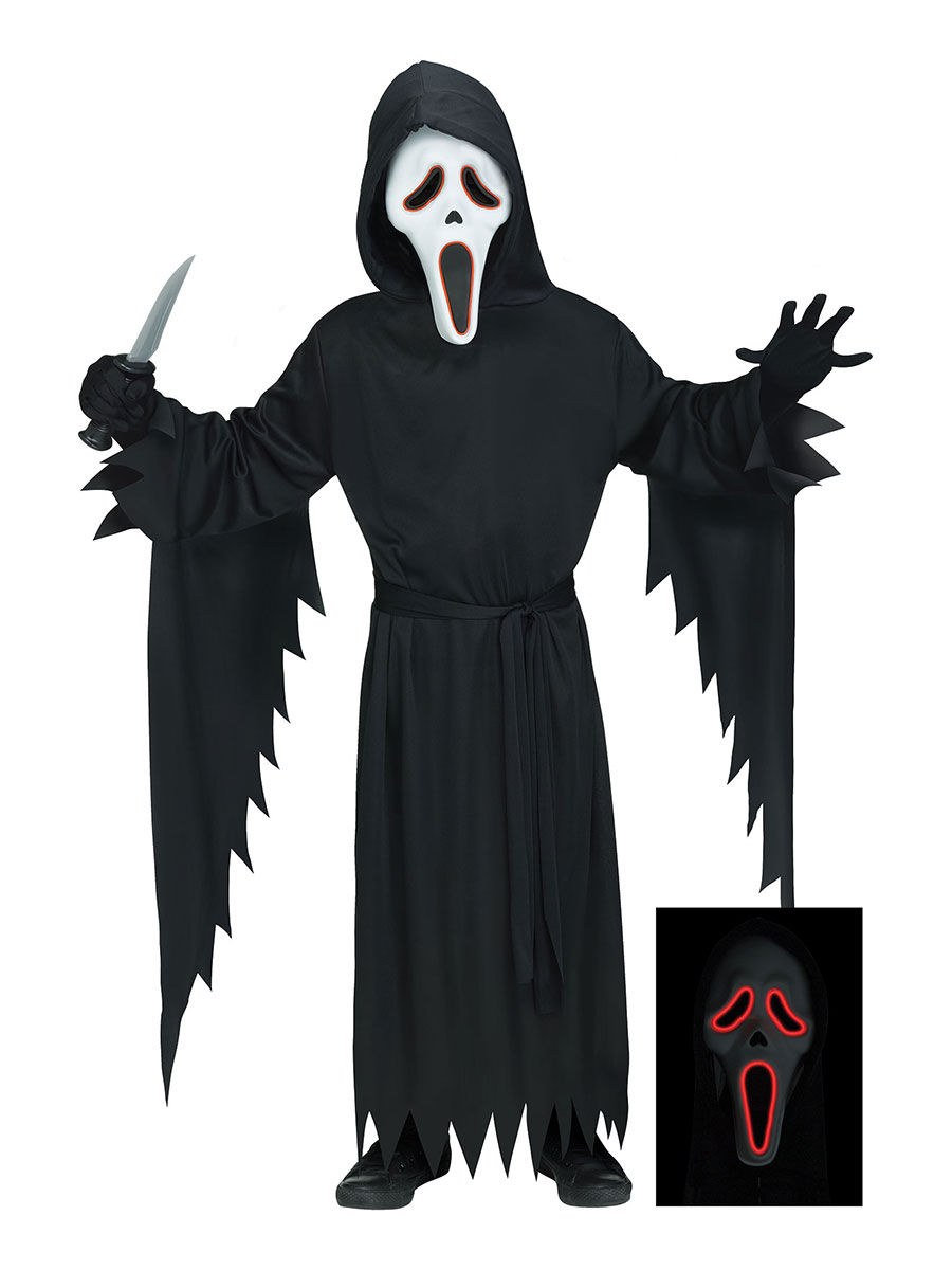 Scream Kinderkostüm mit LED Leucht-Maske