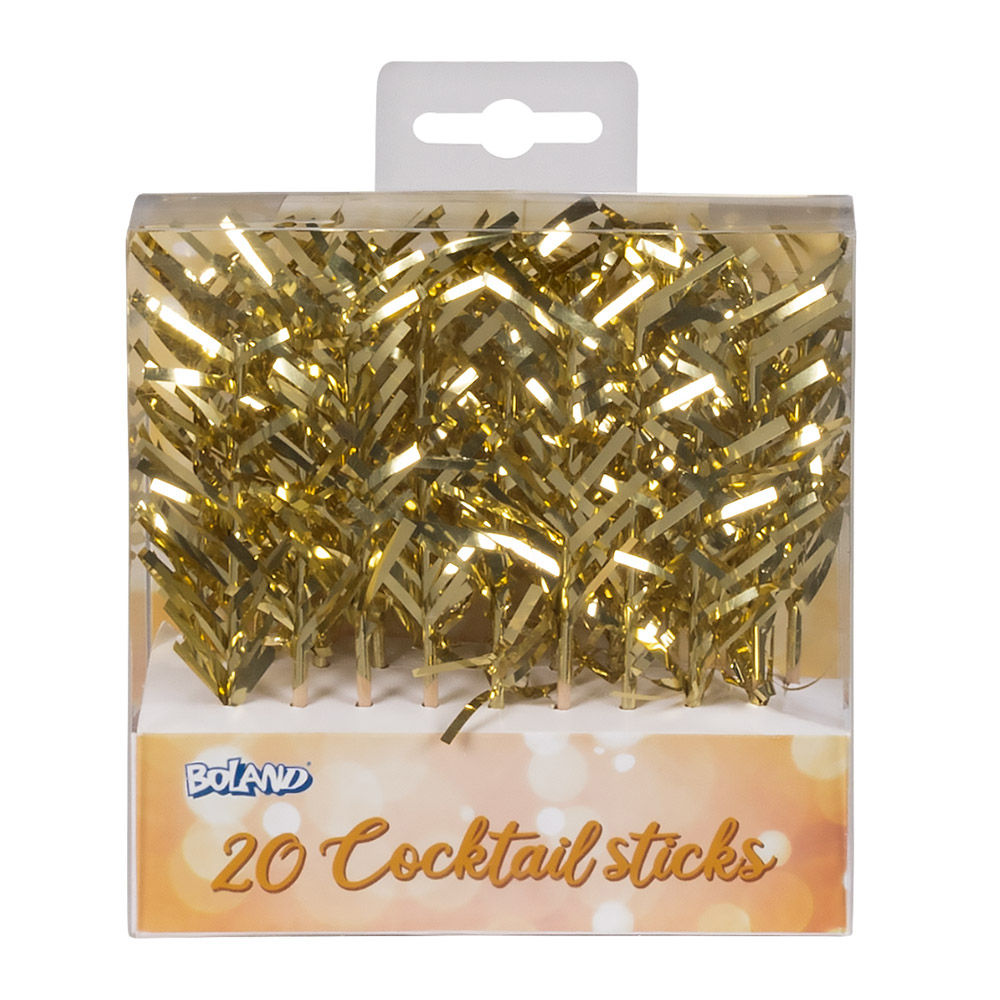 Lametta Cocktailspieße gold 20 Stück