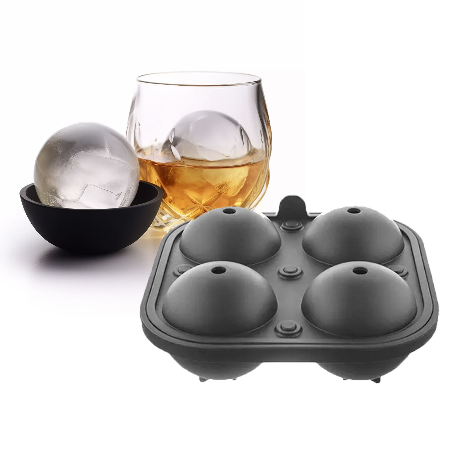 Kugel Eiswürfel Silikonform für Eiswürfel 4-fach