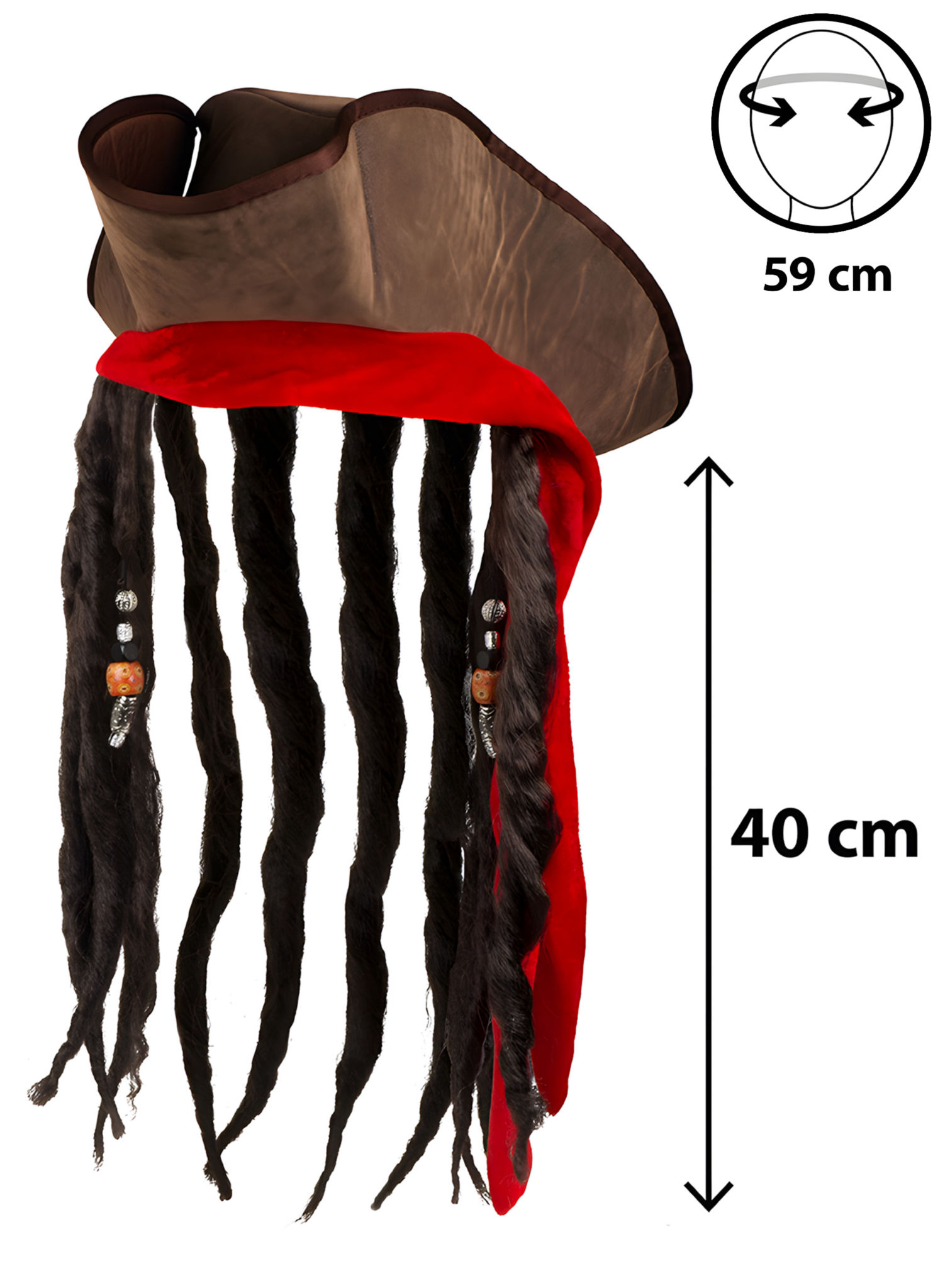 Piratenhoed met dreadlocks