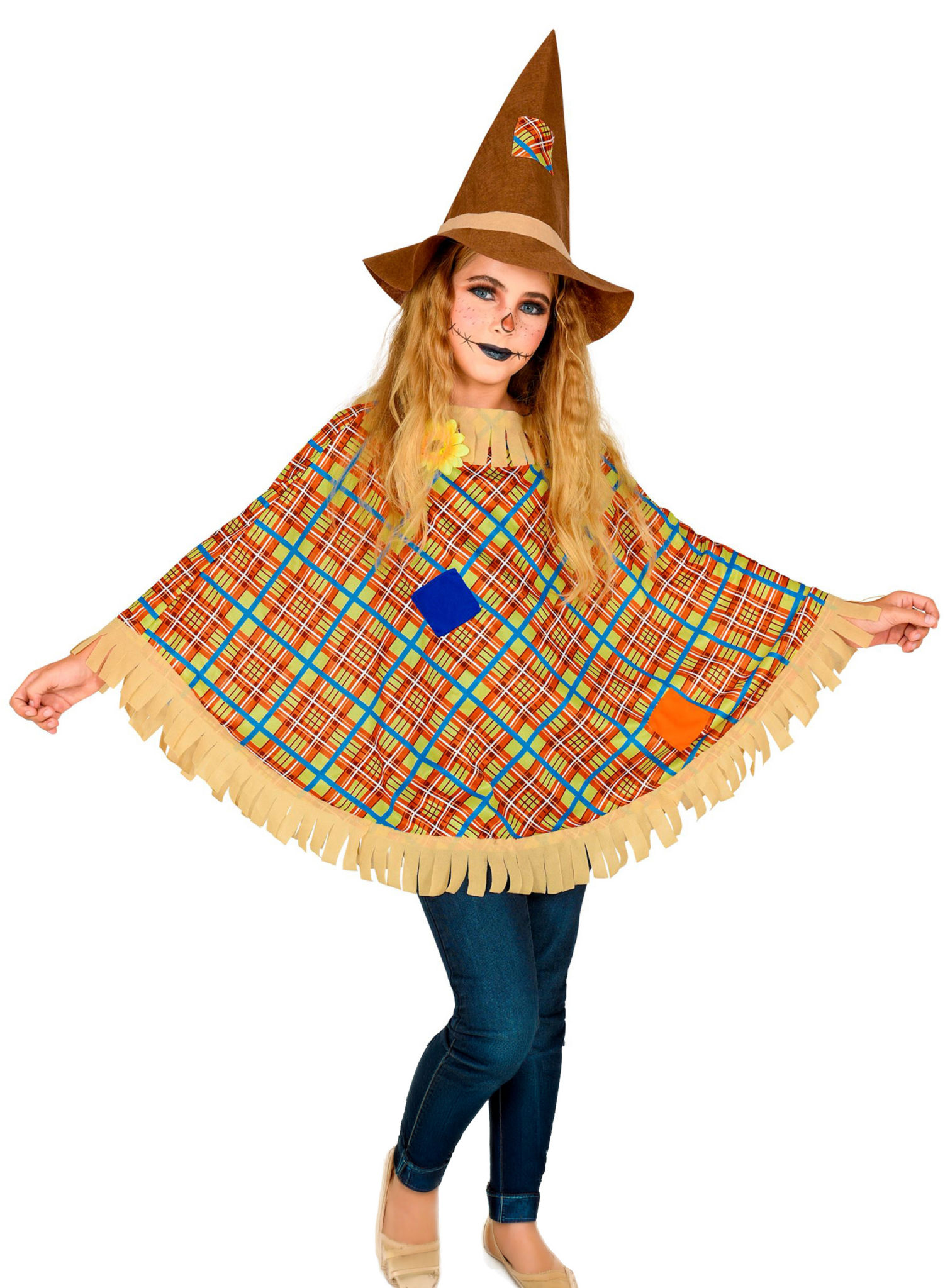 Vogelscheuche Poncho für Kinder