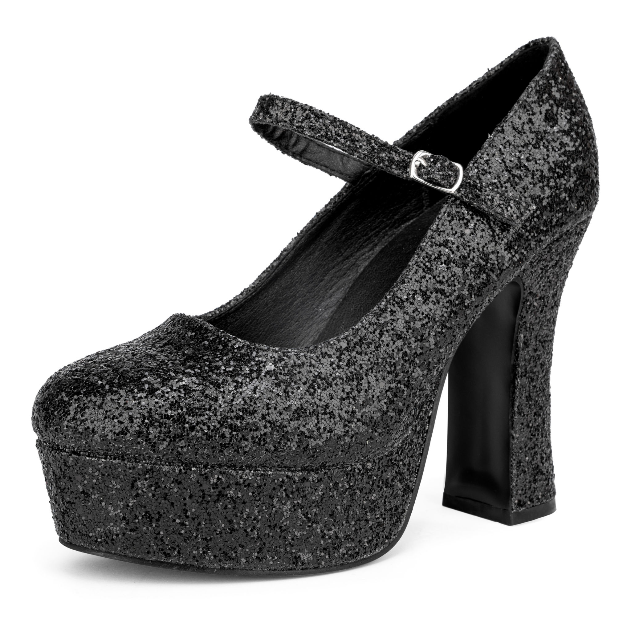 Plateau Schuhe glitter-schwarz
