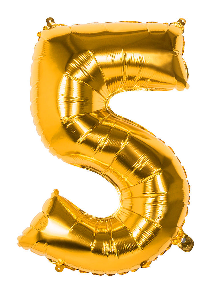 Folienballon Zahl 5 gold 86 cm