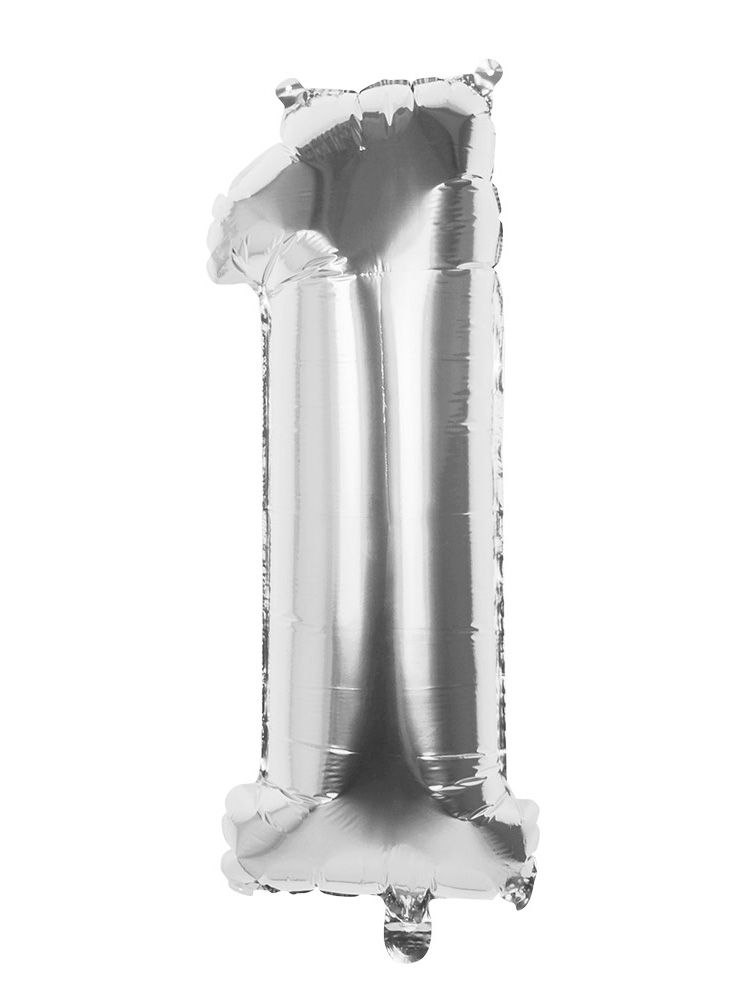 Folieballon cijfer 1 zilver 86 cm