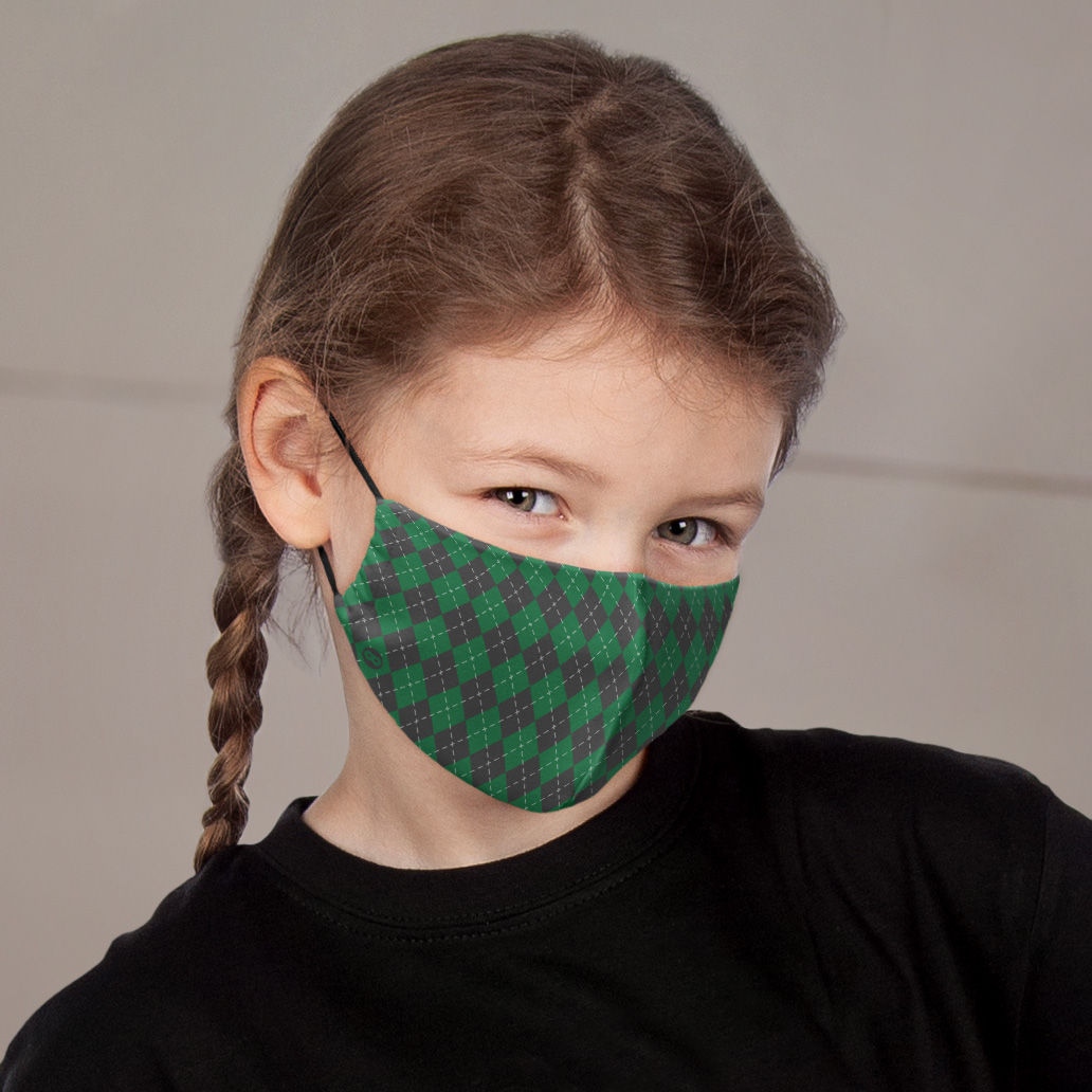 Stoffen masker voor kinderen toverschool groen