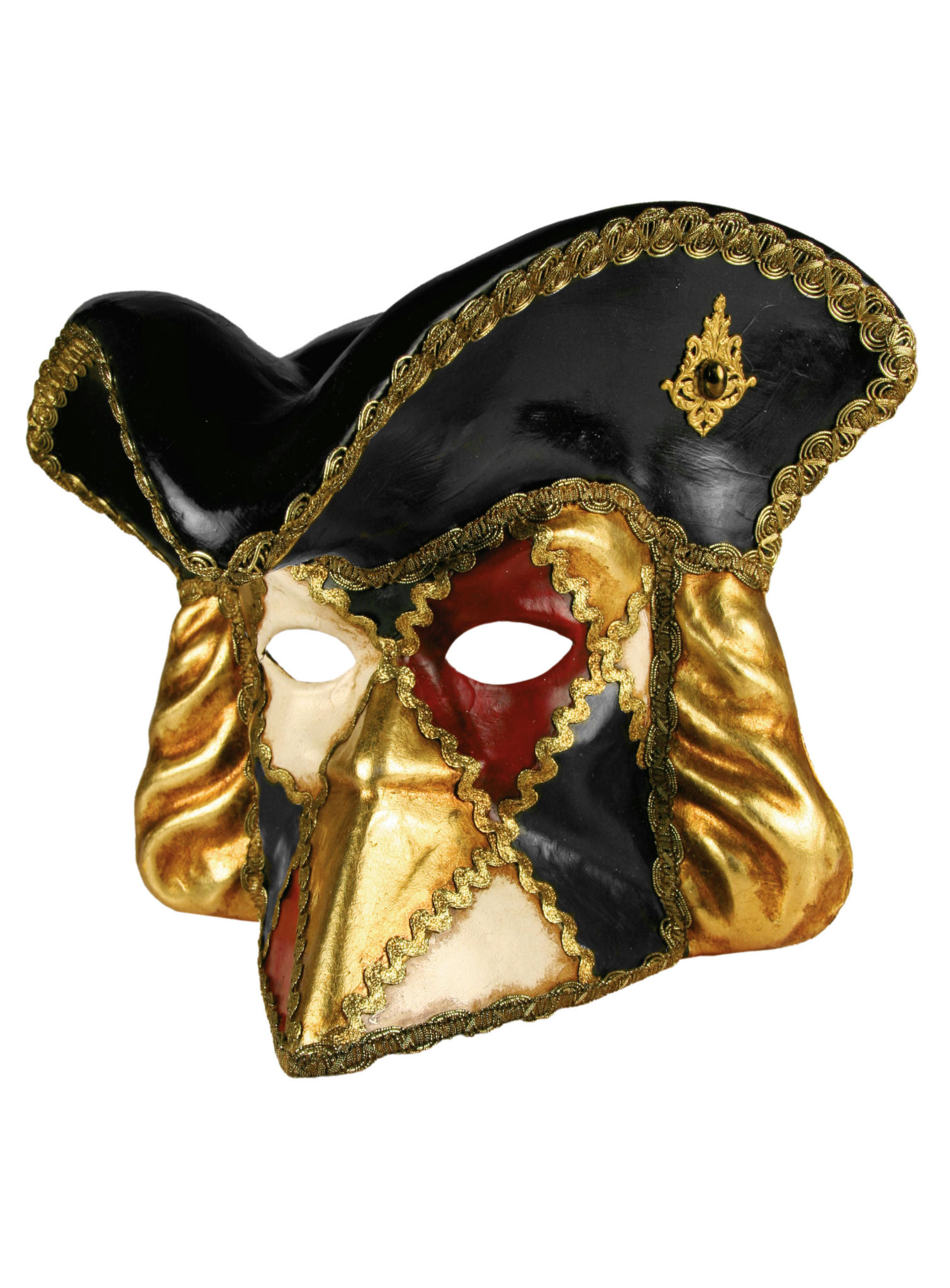 Bauta con capello scacchi colore - Venezianische Maske