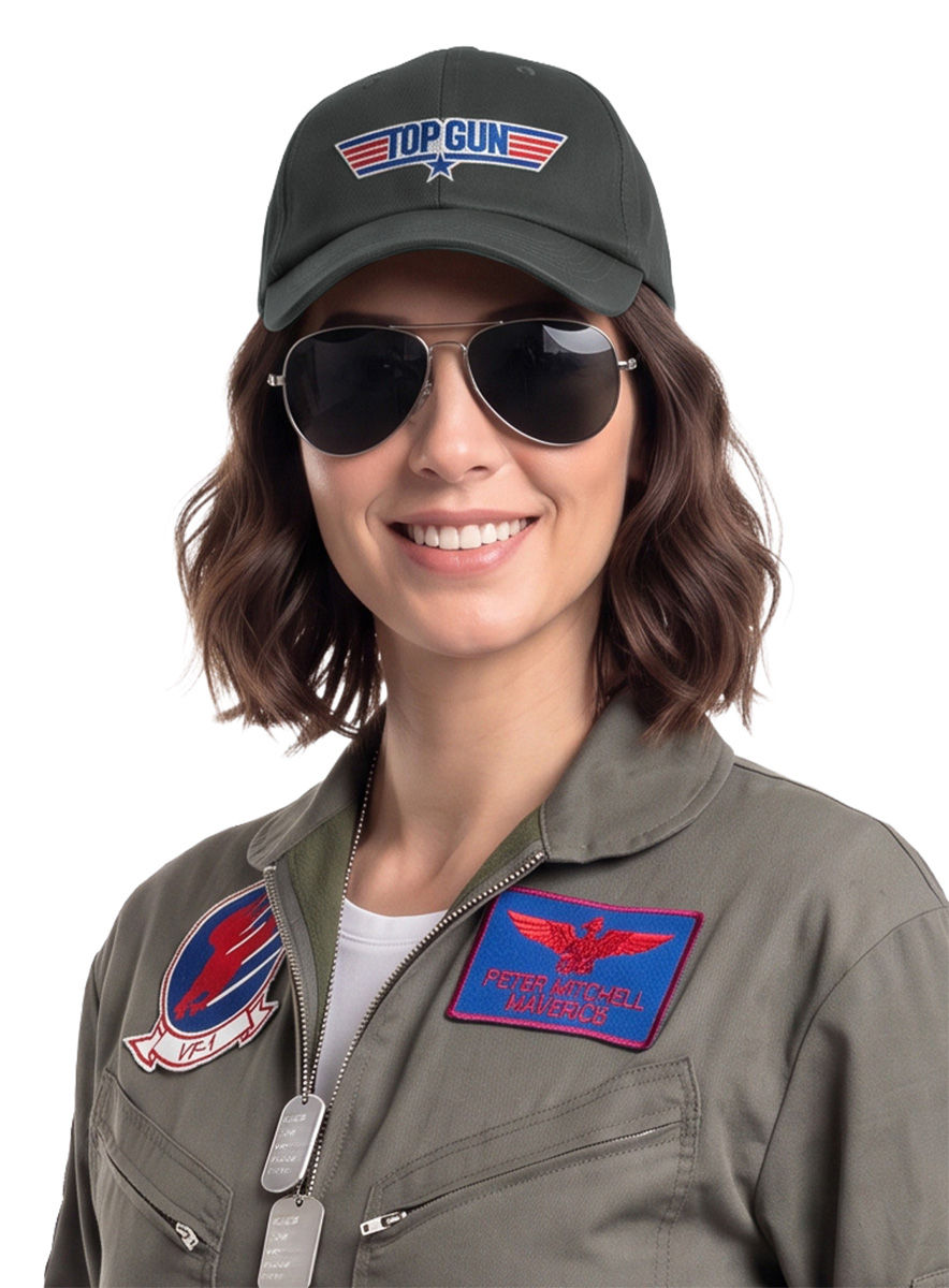 Top Gun Accessoire-Set mit Mütze, Fliegerbrille & Dog Tag