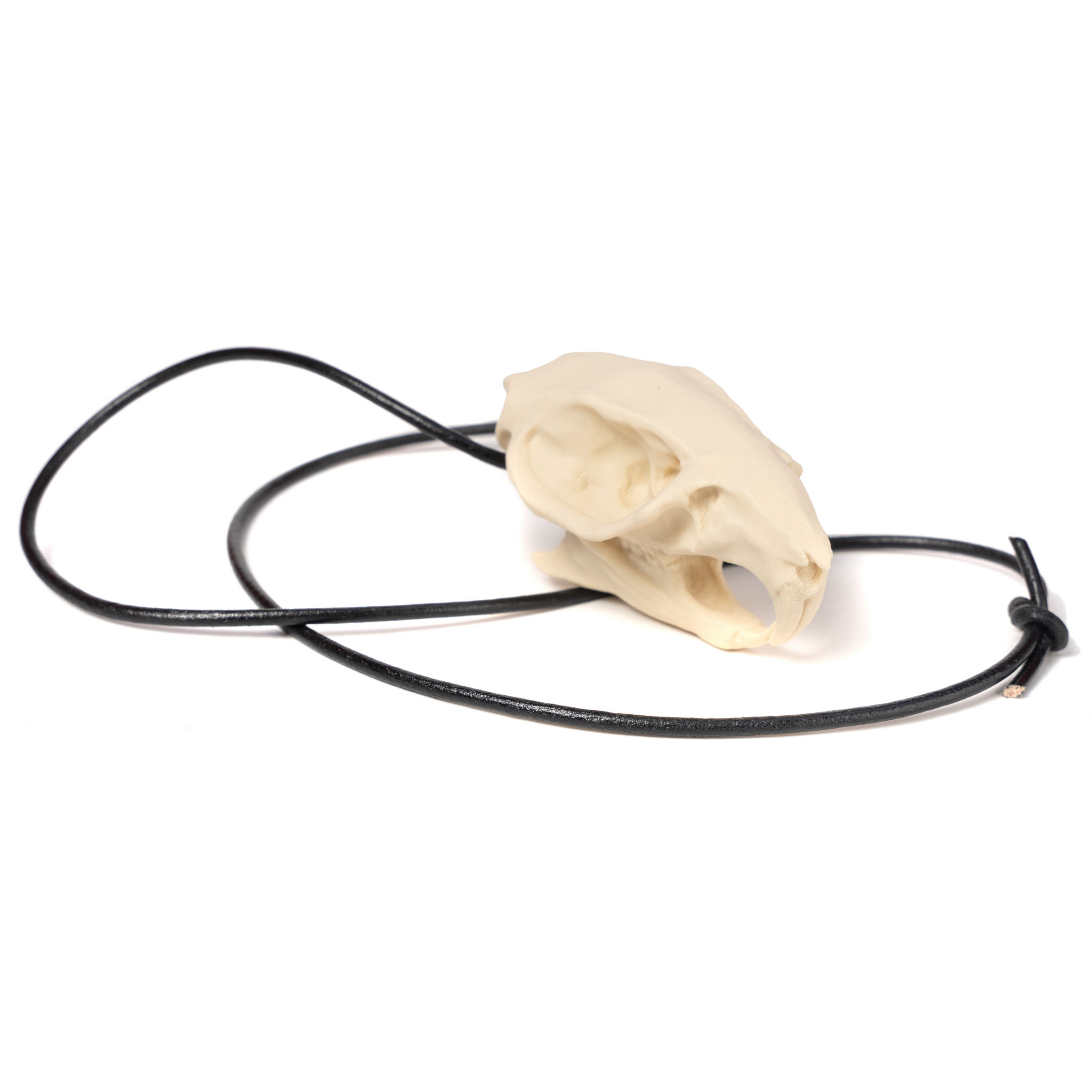 3D Druck Rattenschädel Anhänger mit Lederband (7cm)