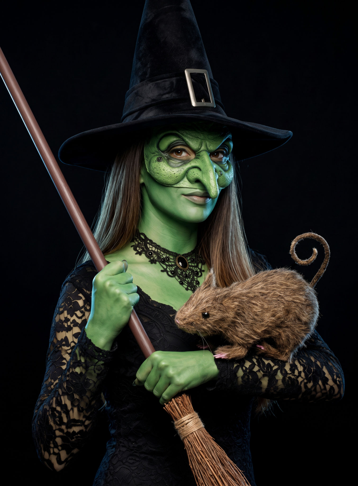 Grüne Hexenmaske aus Latex