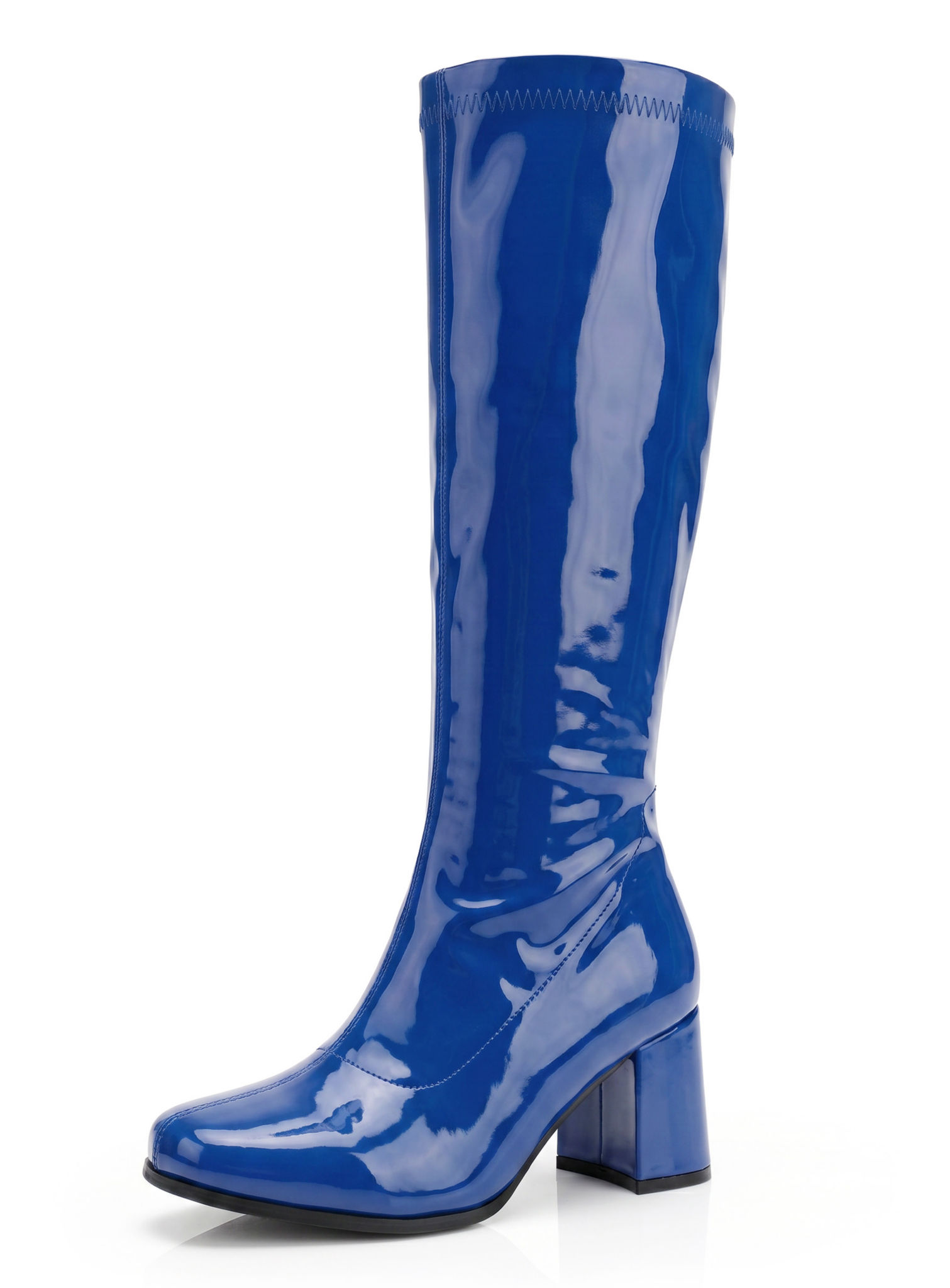 Schmalschaft Stiefel Stretchlack blau