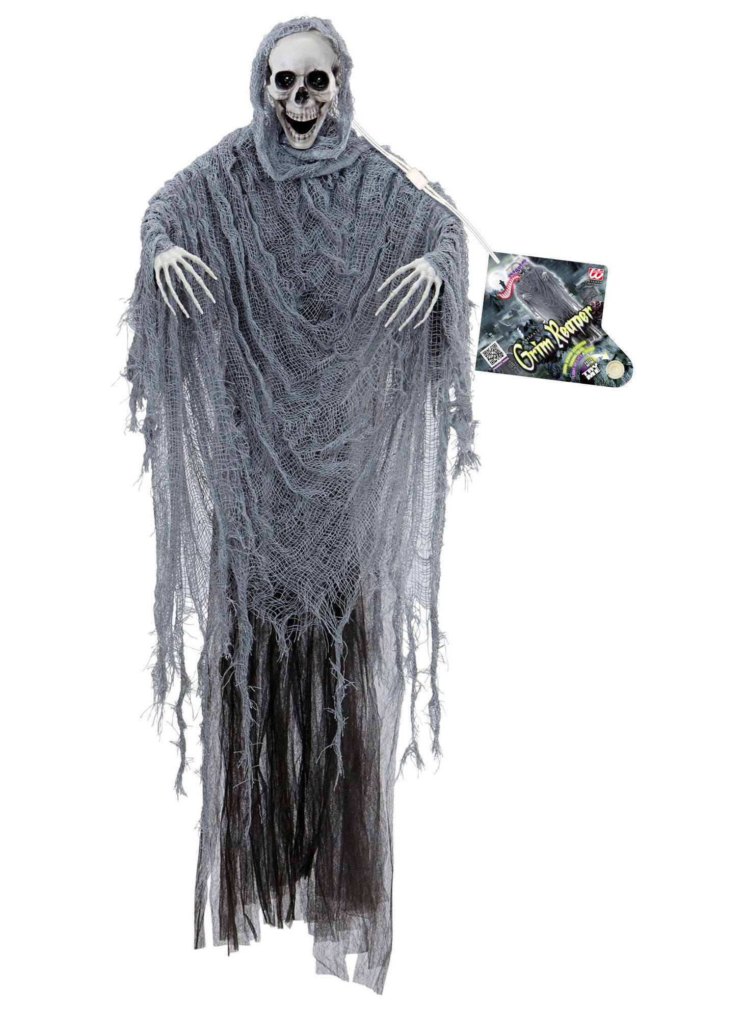 Decoratief skelet van de Magere Hein – geanimeerde Halloween-decoratie 100 cm