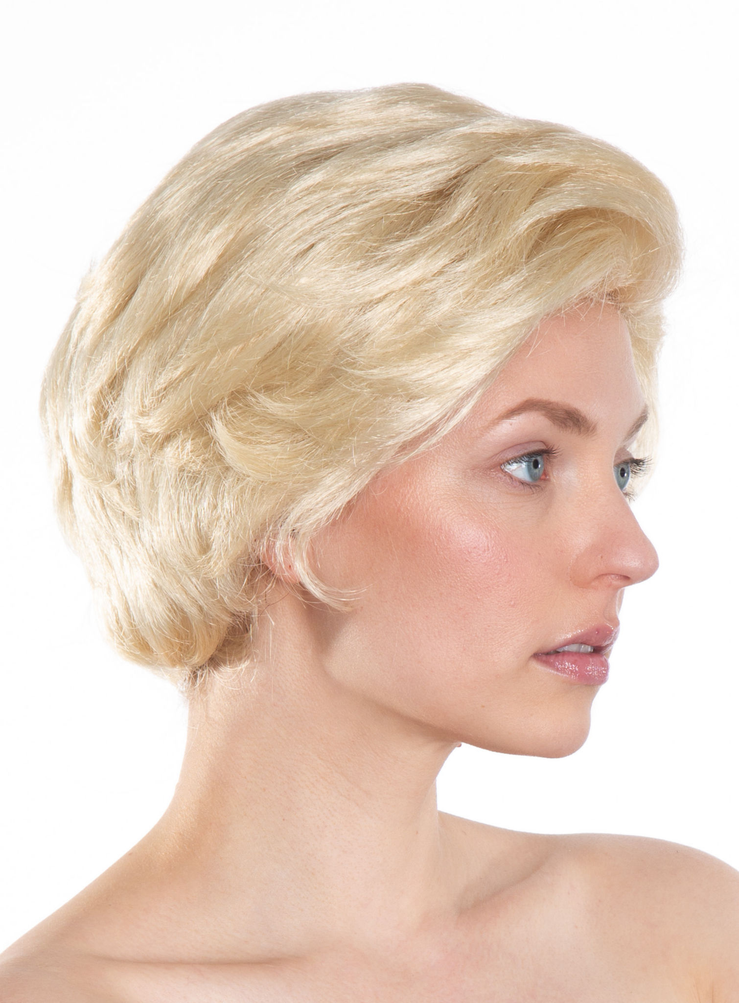 Blonde Kurzhaarperücke mit Seitenscheitel