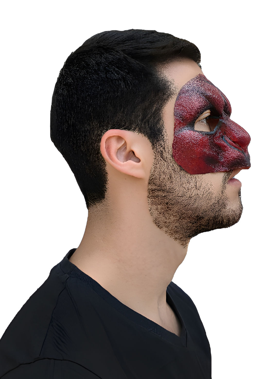 Roter Dämon Teilmaske zum Ankleben