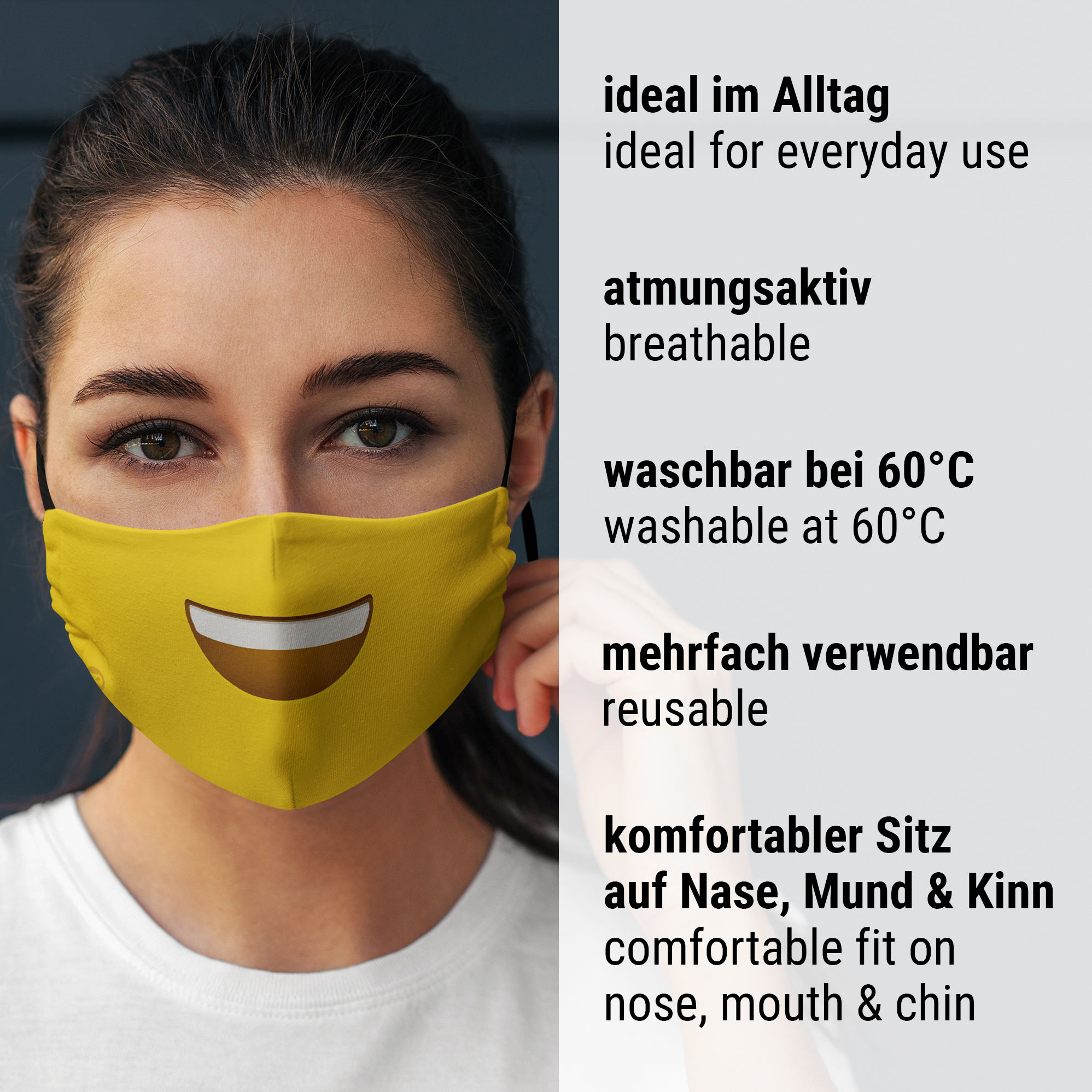 Stoffmaske Smiley Emoji