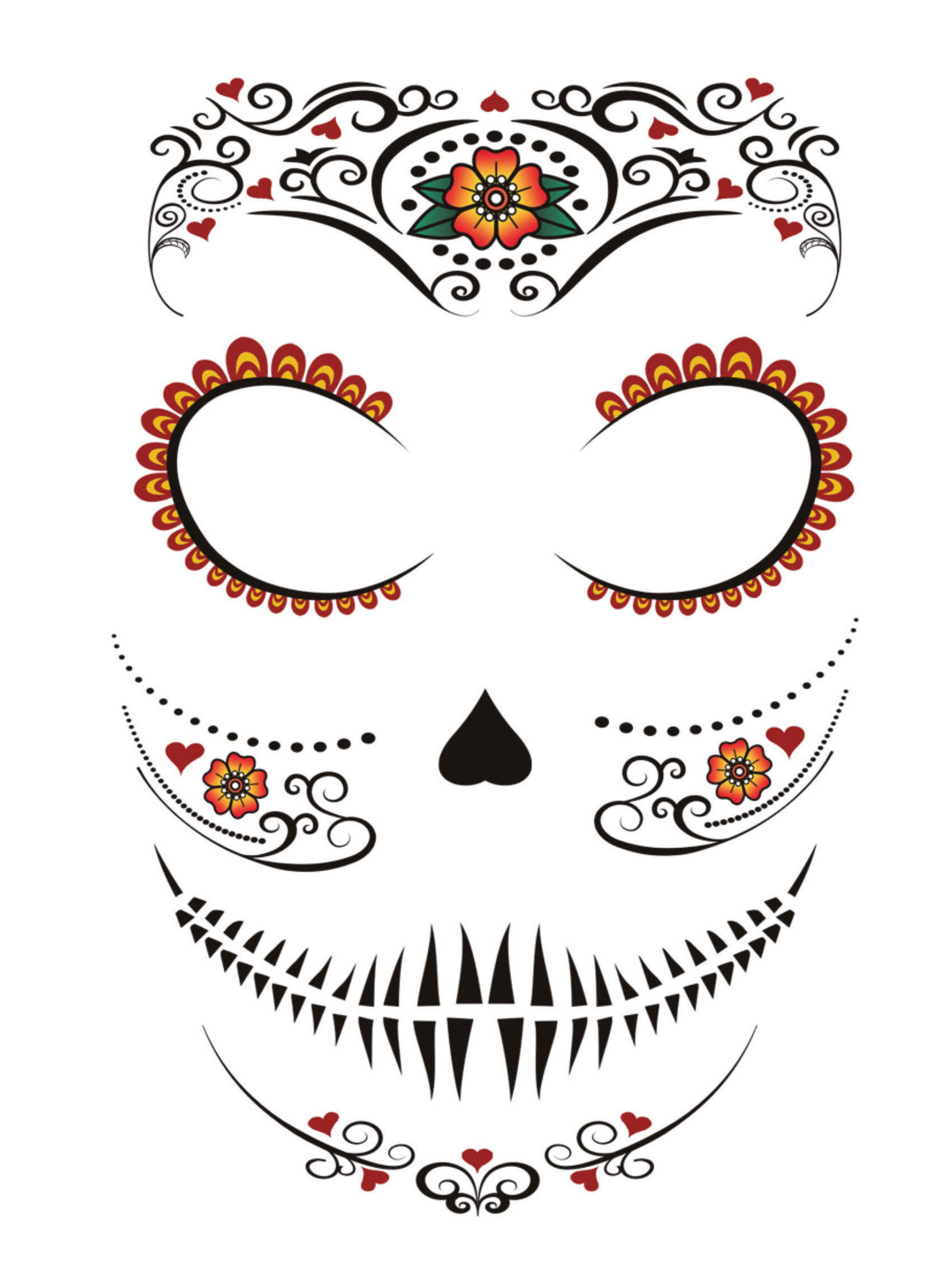 Dia de los Muertos Gesichts-Klebetattoo