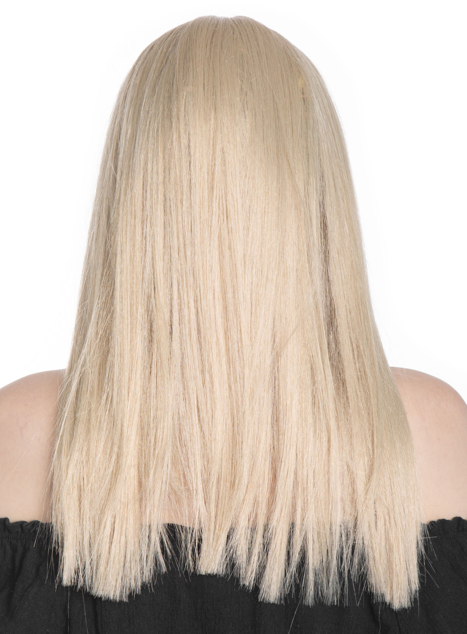 Langhaarperücke hellblond mit Mittelscheitel