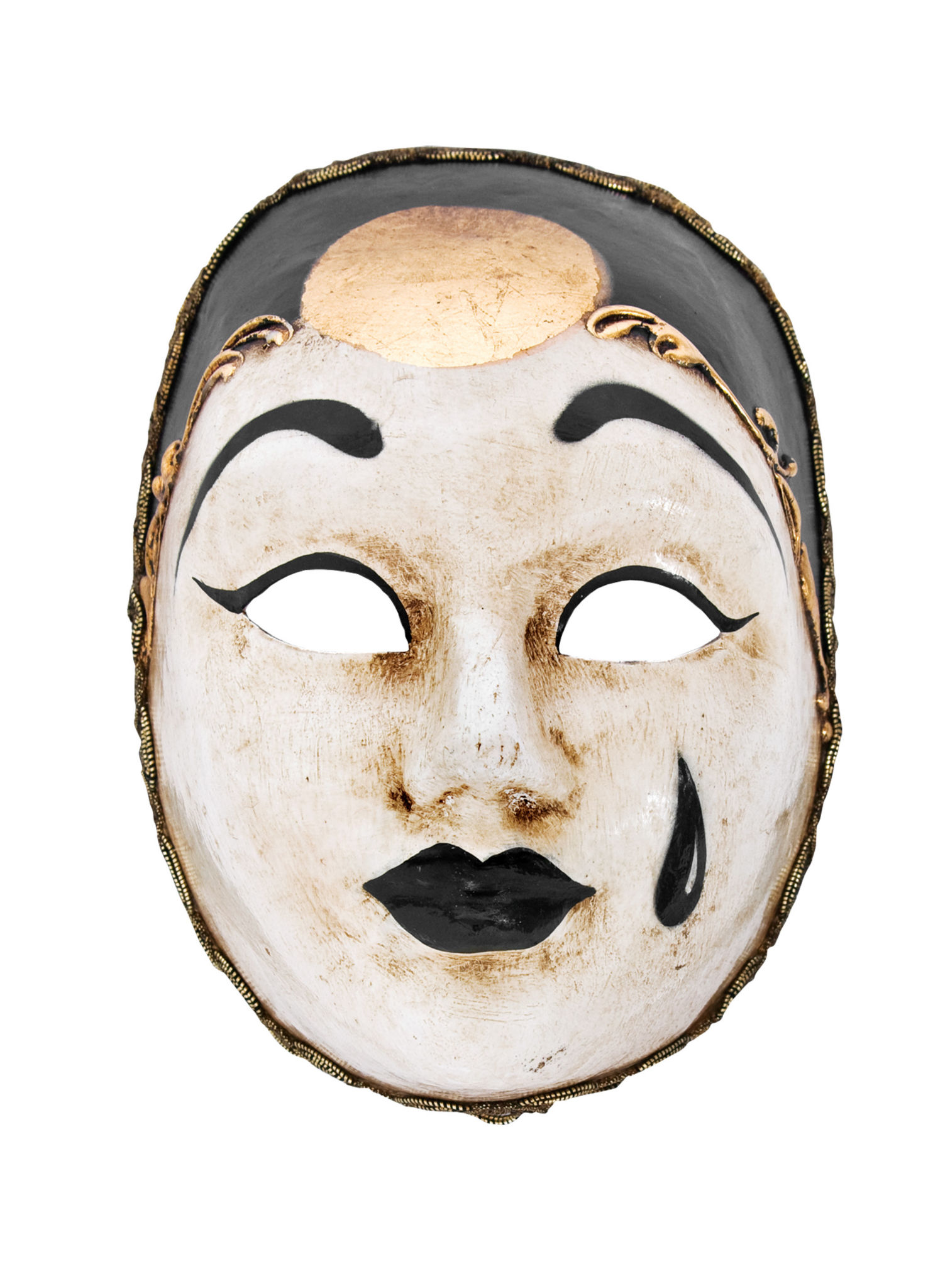 Pierrot medio bianco nero Venezianische Miniaturmaske