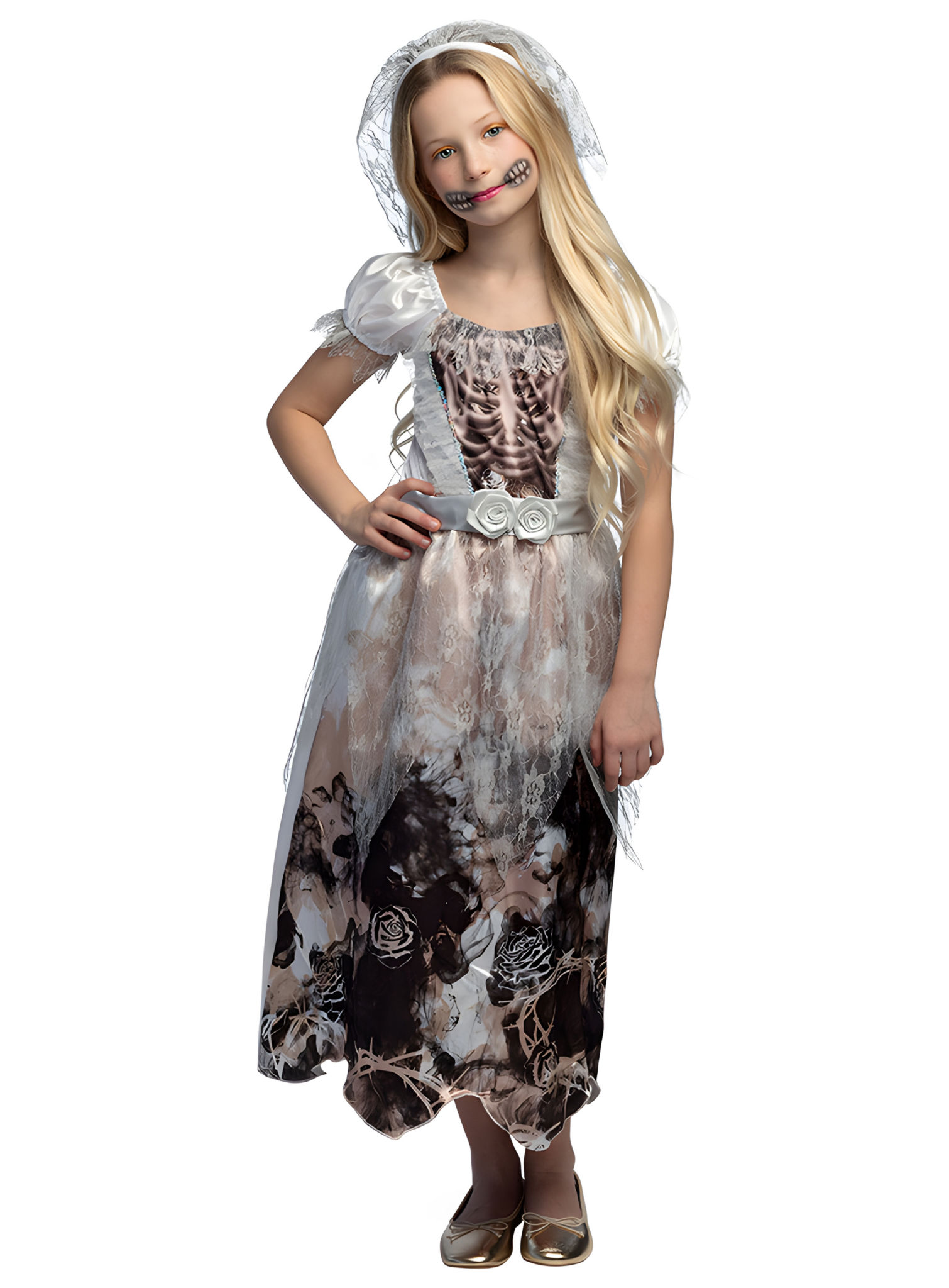 Zombie-bruidkostuum voor kinderen