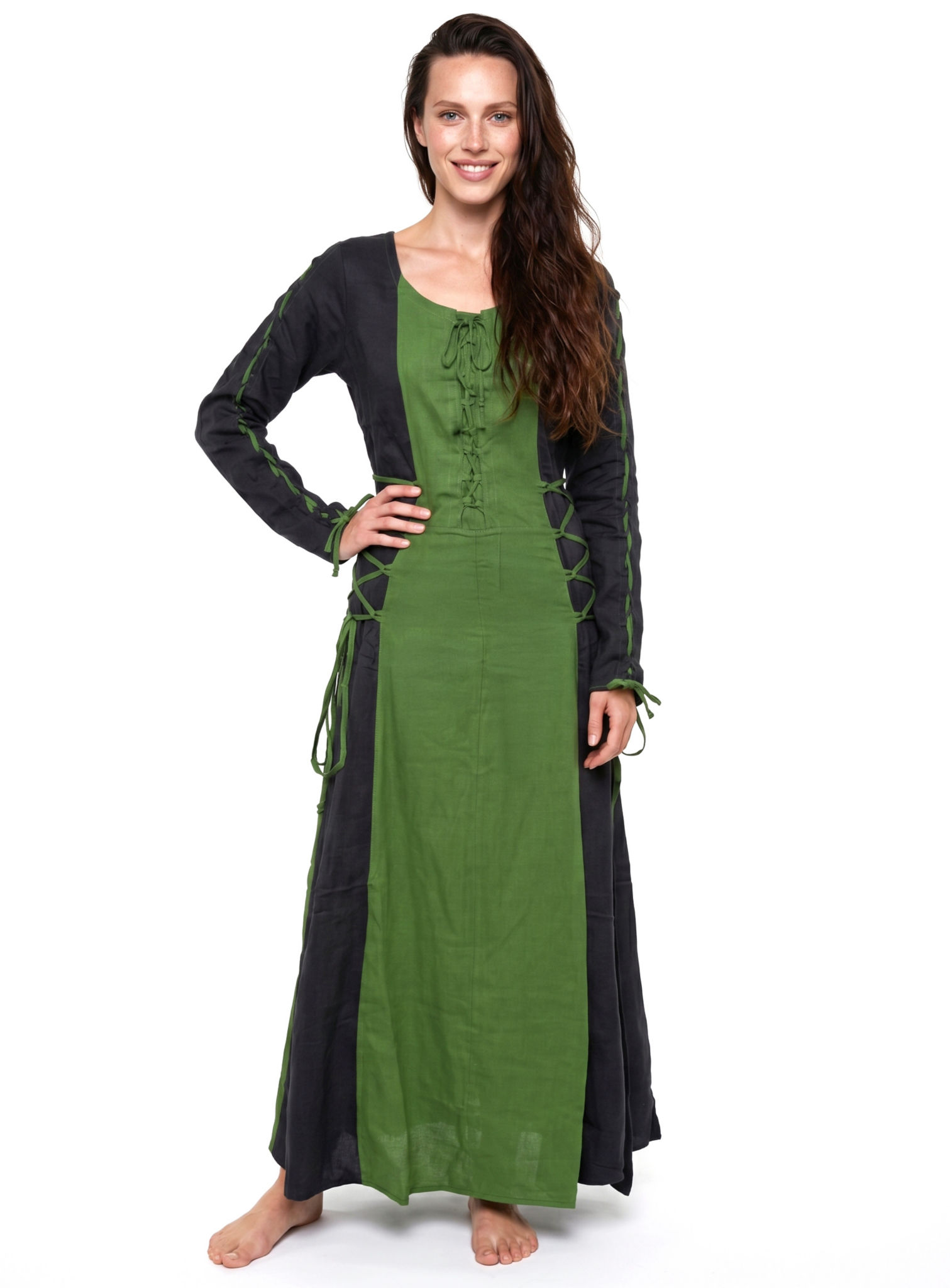 Wikinger Schnürkleid schwarz-grün