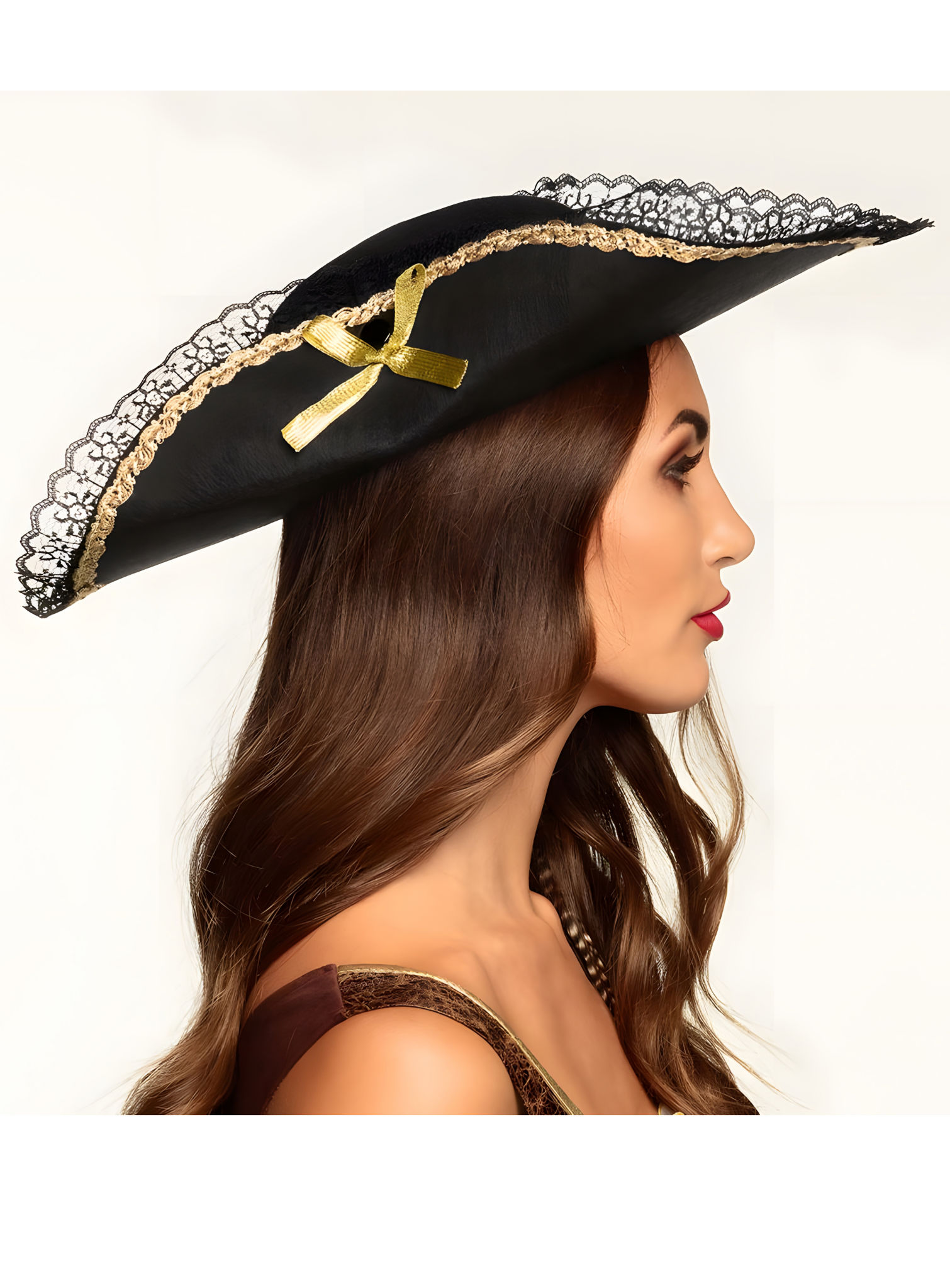 Piratenhoed met kant en gouden versiering