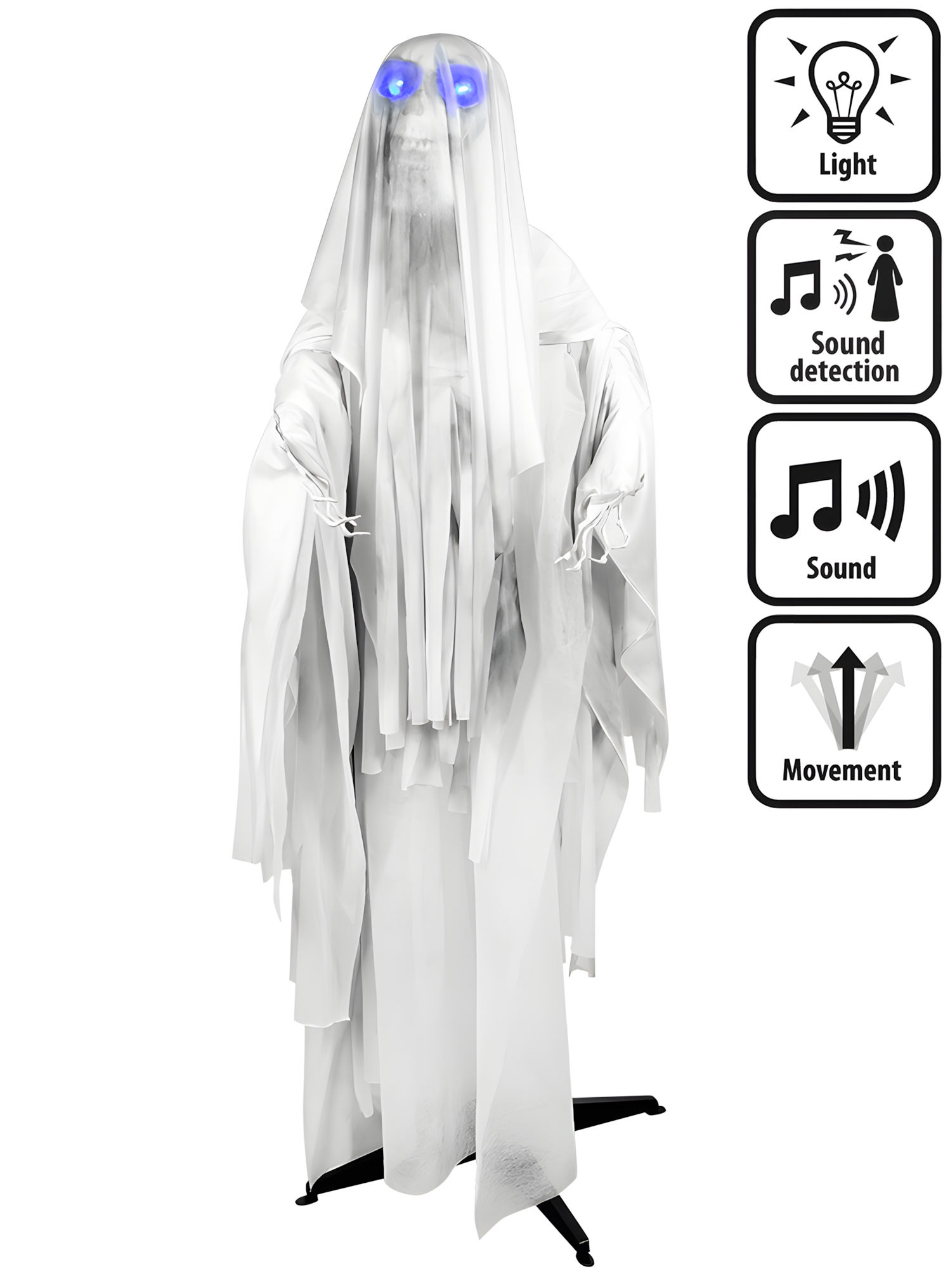 Animiertes Gruselgespenst Halloween Deko mit Licht und Bewegungen – 170 cm