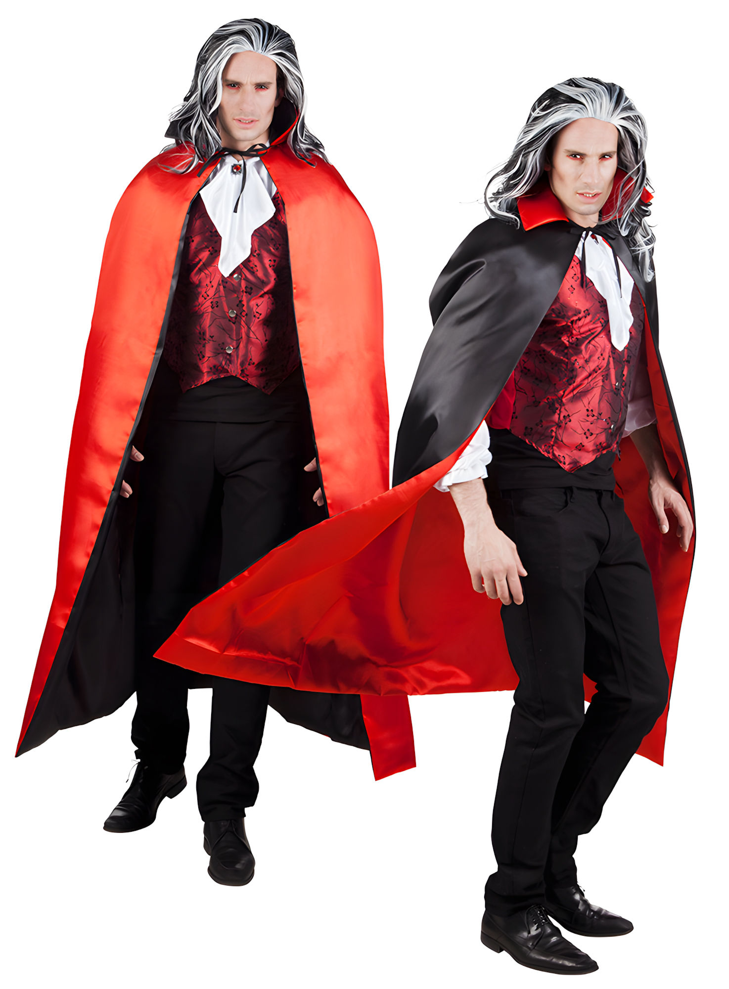 Vampir Cape schwarz-rot zum Wenden