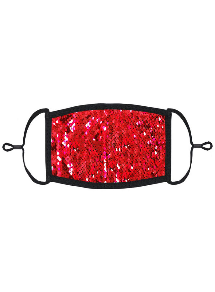 Rot-silber Wendepailletten Mund-Nasen-Maske