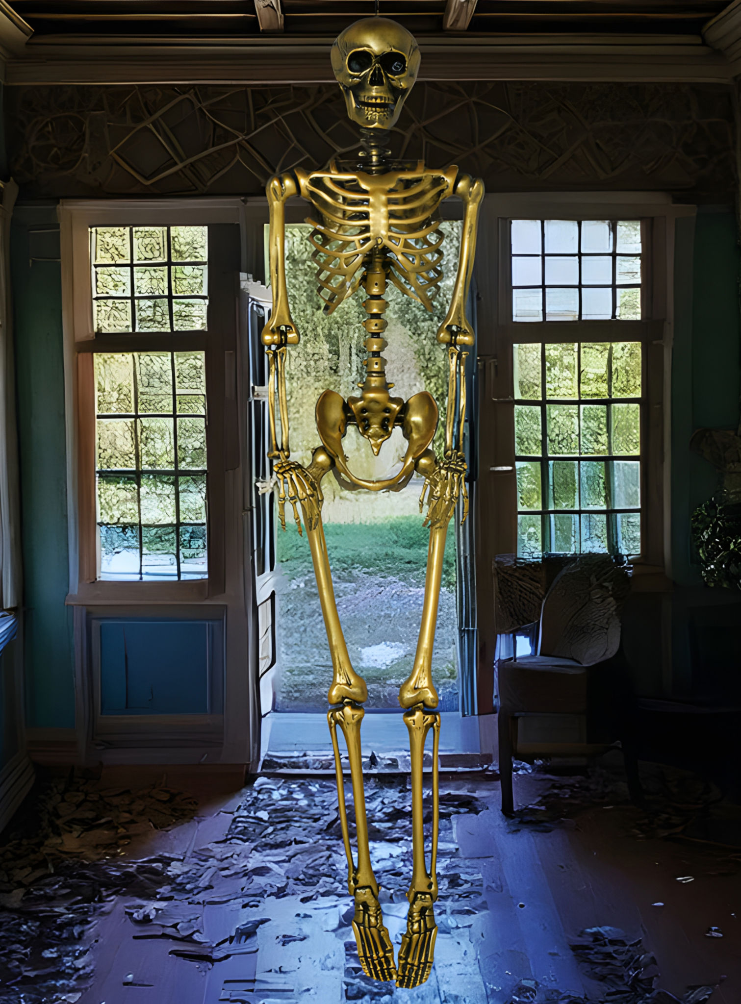Goldenes Skelett – Halloweendeko 90 cm