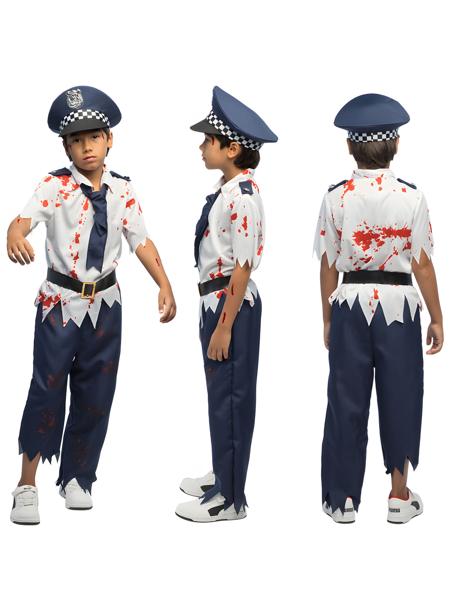 Zombie Polizei Kostüm für Kinder